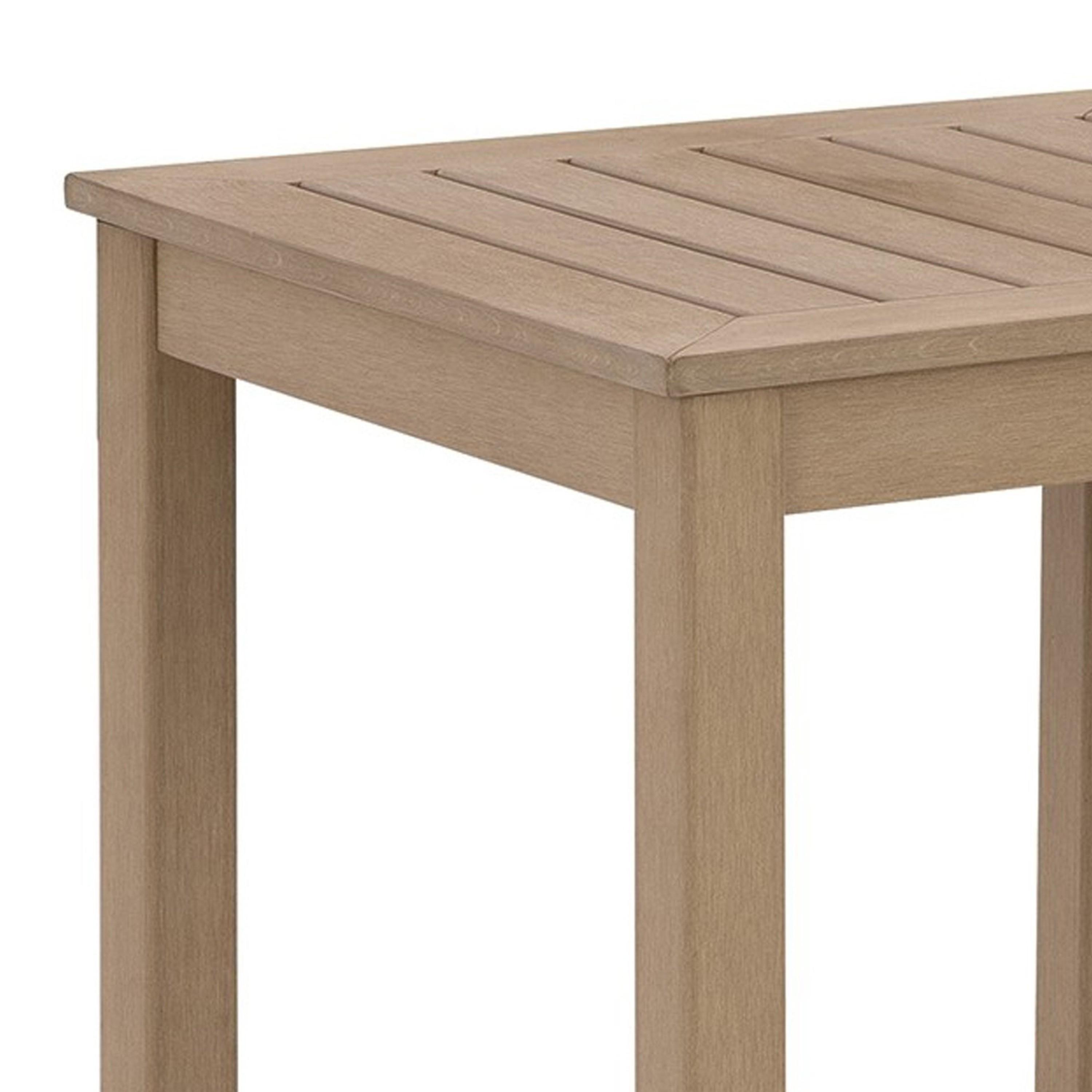 Signature Design by Ashley Hallow Creek Casual Outdoor Weatherwood Resin Polymer End Table with Slatted Tabletop, Light Brown