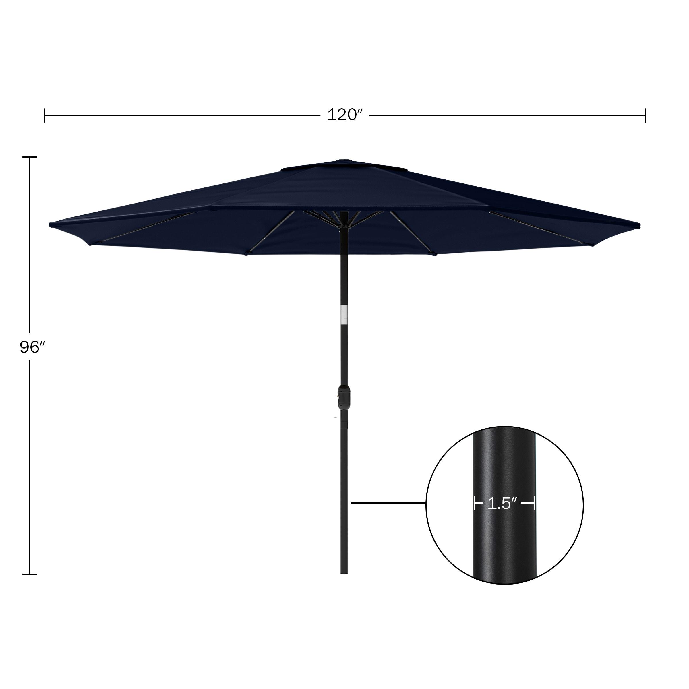 Pure Garden 10' Octagon Outdoor Patio Market Umbrella with Lights: UV Protection, Solar LED, Crank Handle, Push-Button Tilt