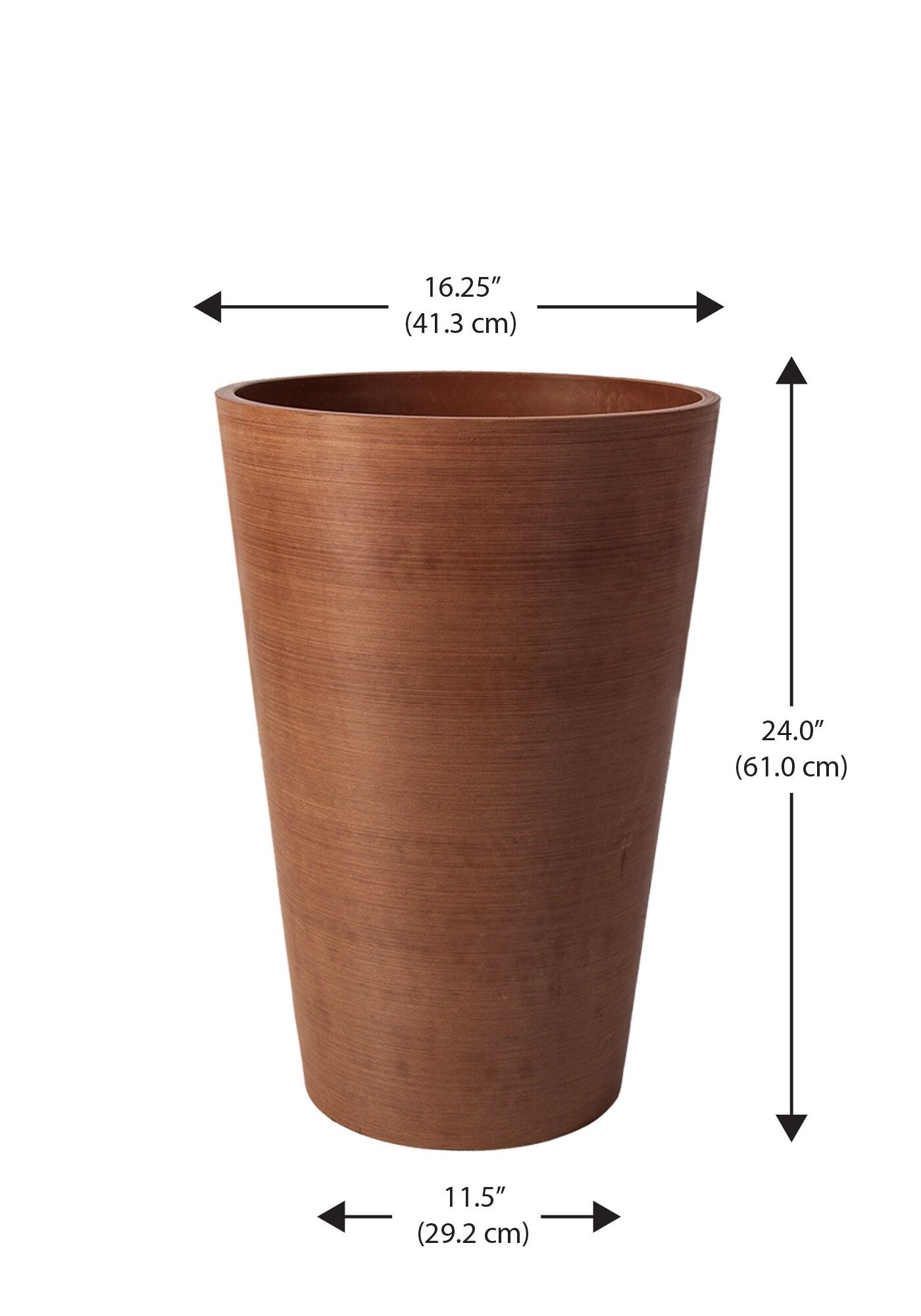 Algreen Valencia Planter, Round Taper Planter with Elevated Plant Shelf, 16-In.by 24-In., Spun Terracotta