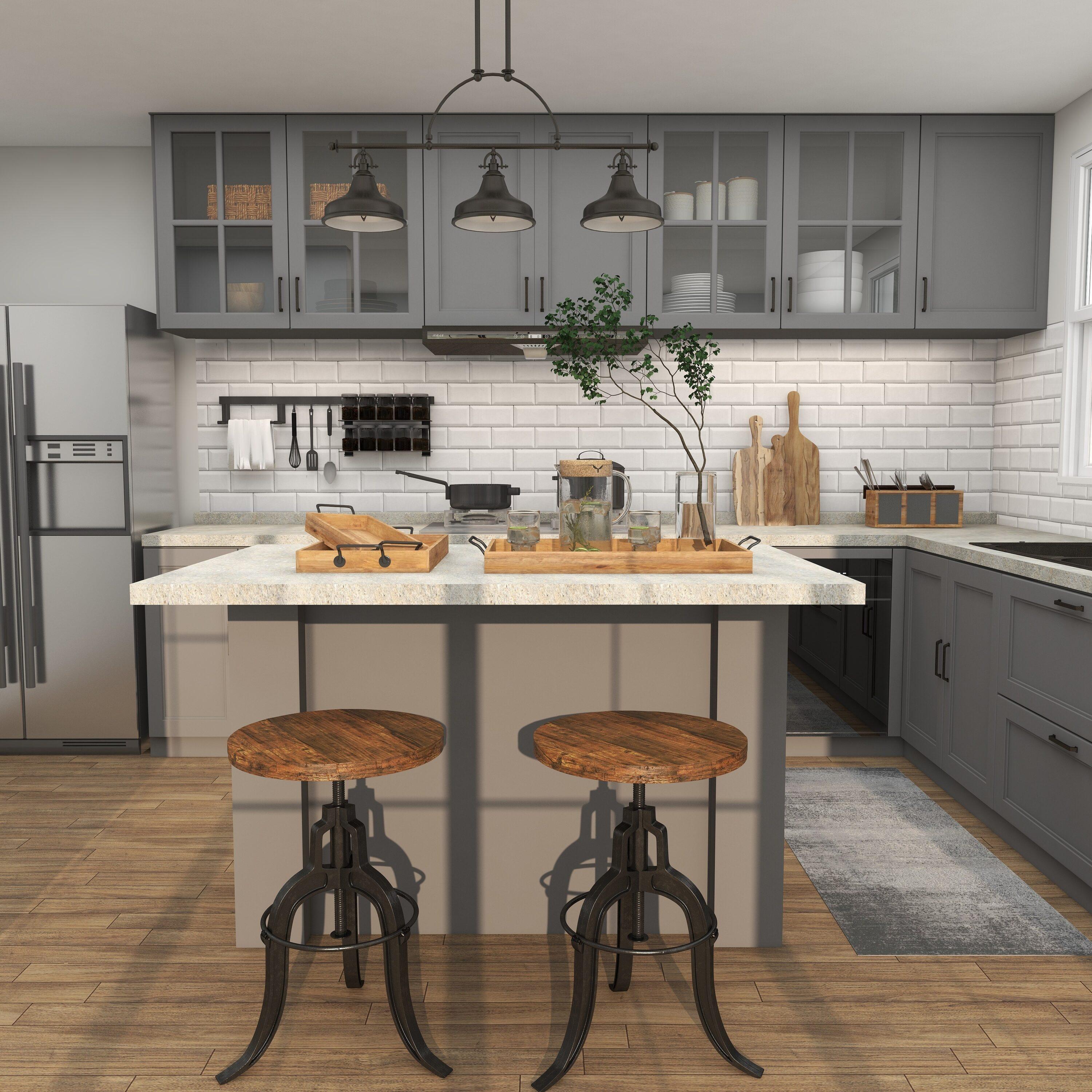 Set of 3 Farmhouse Slat Style Mango Wood and Iron Trays Brown - Olivia & May: Ottoman, Basket Design, 24-Inch