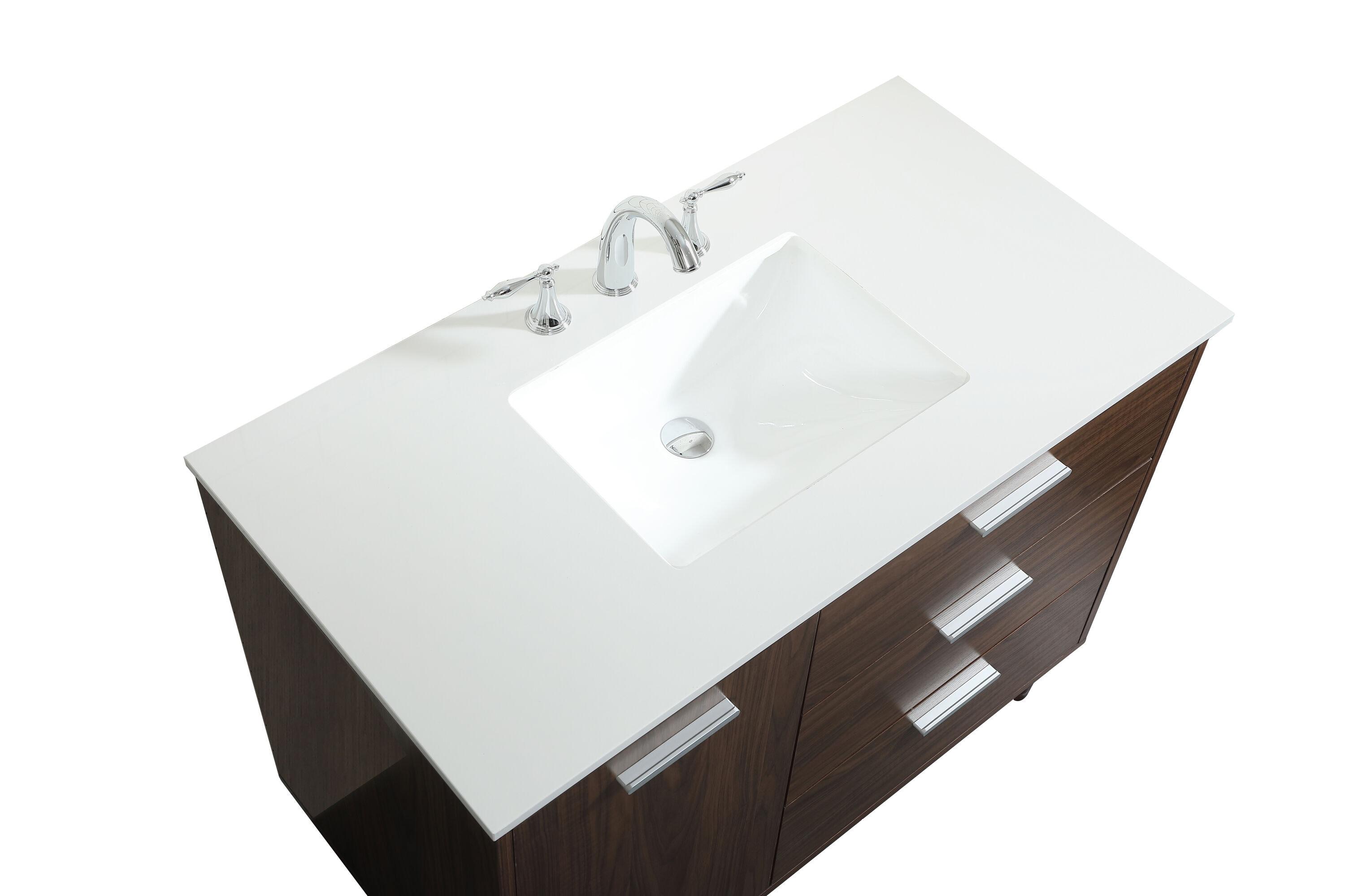 Burroughs 42'' Single Bathroom Vanity with Engineered Marble Top