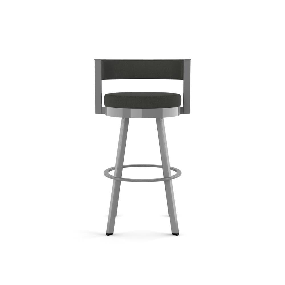 Amisco Browser 30 In. Swivel Bar Stool - Charcoal Grey Polyester / Metallic Grey Metal