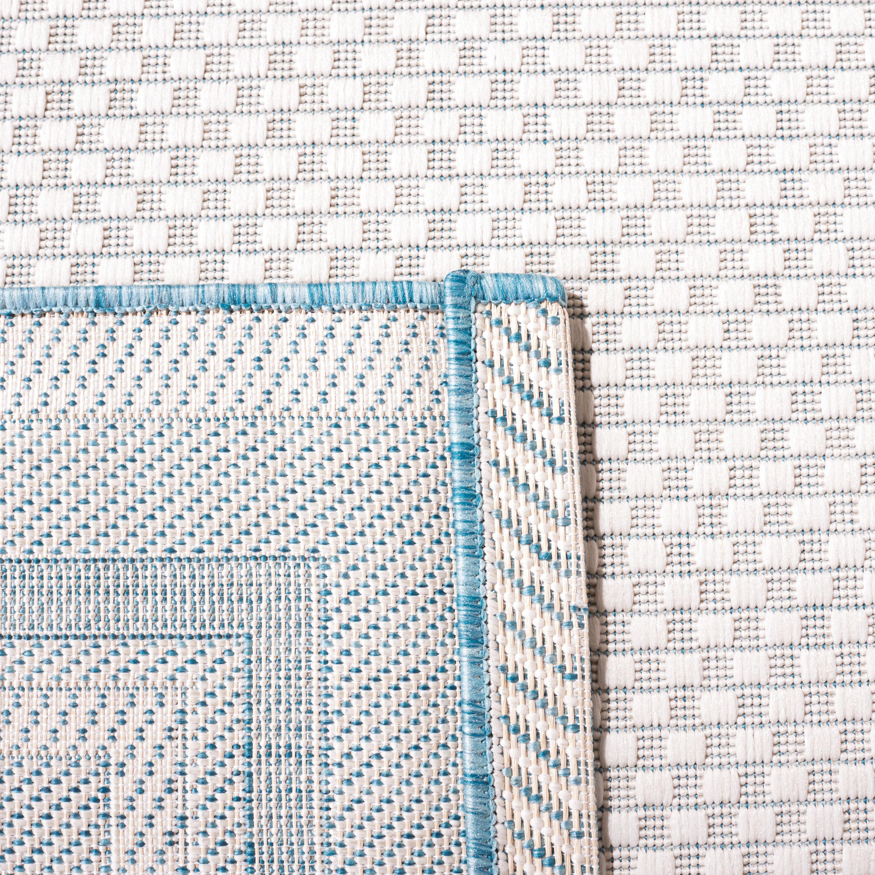 SAFAVIEH Courtyard Ercan Bordered Indoor/Outdoor Area Rug, Ivory/Aqua, 9' x 12'