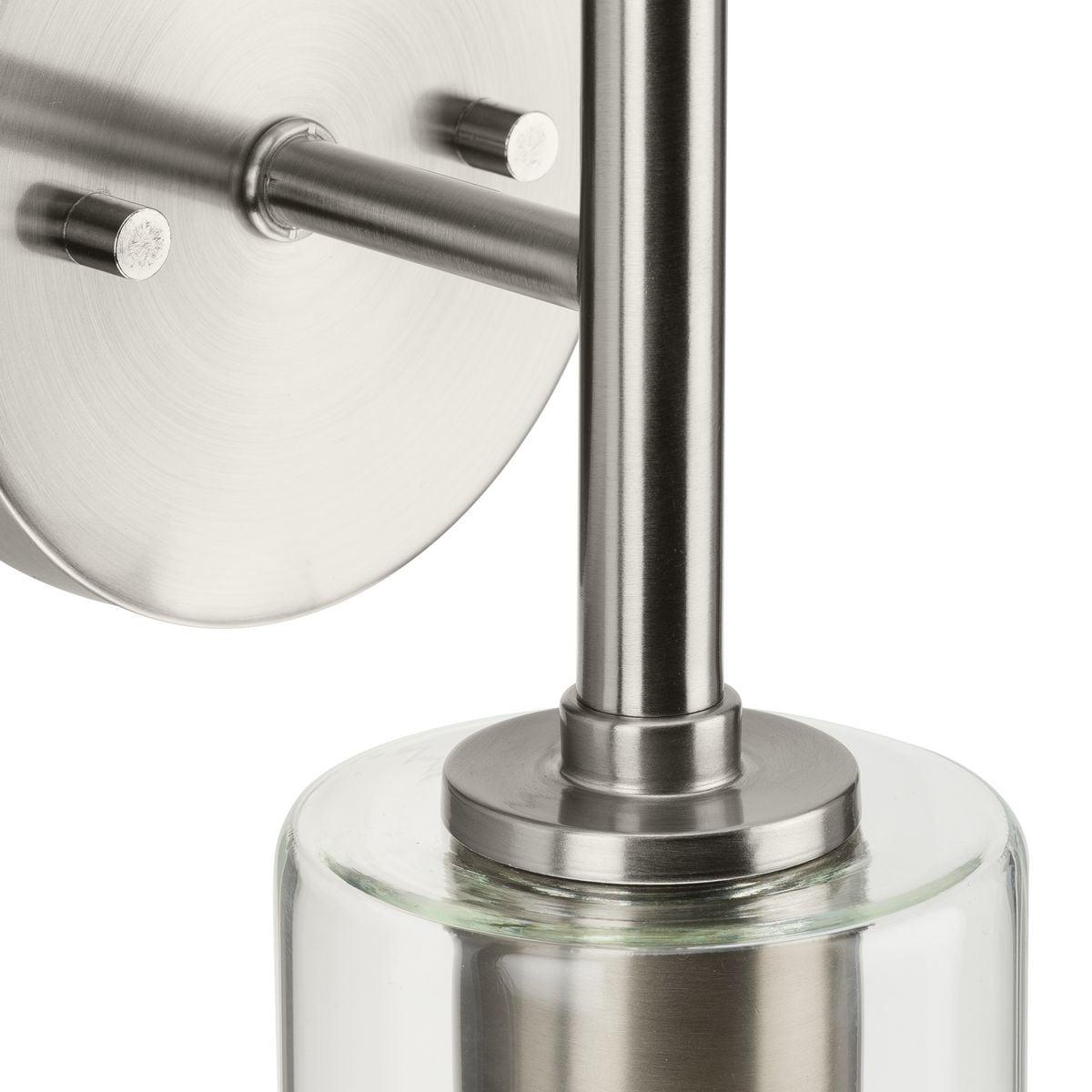 Progress Lighting Cofield 2-Light Wall Bracket, Brushed Nickel, Cylindrical Glass Shade