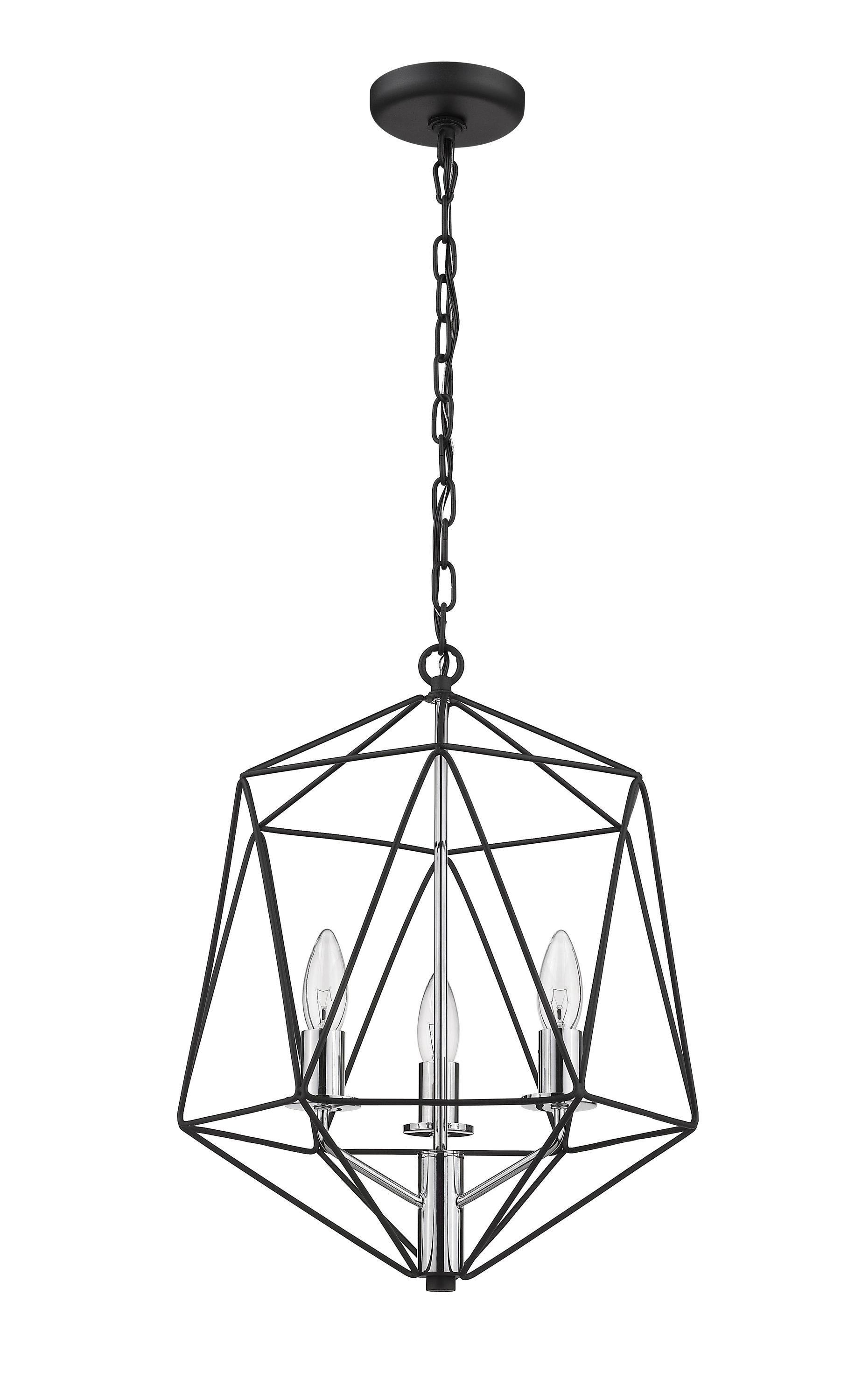 Z-Lite Geo 3 - Light Chandelier in  Matte Black/Chrome