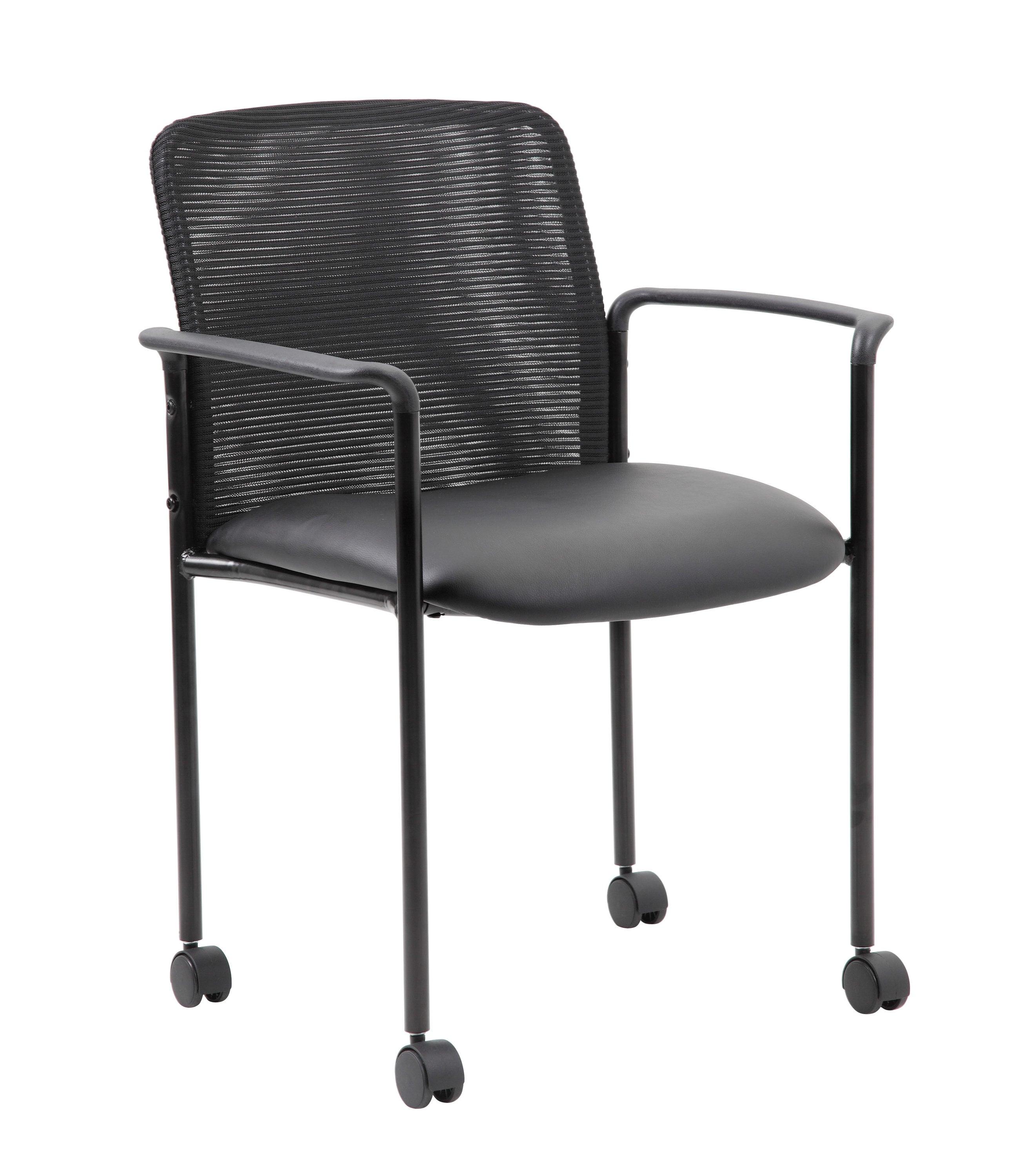 Mesh Guest Chair with Fixed Arms & Metal Frame - Boss Office Products: Stackable, Breathable Back