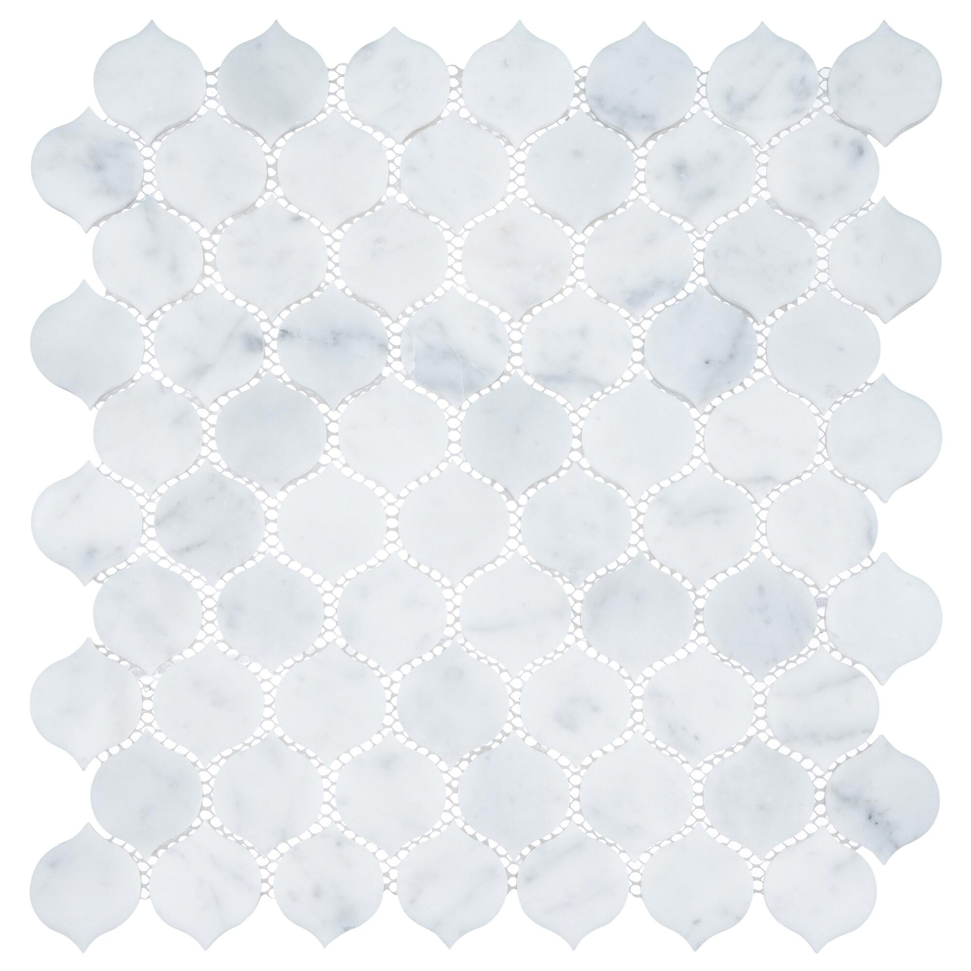 Andova Dayberry 1.5" Marble Arabesque Mosaic Kitchen Backsplash, Bathroom, Shower, Pool, Wall and Floor Tile