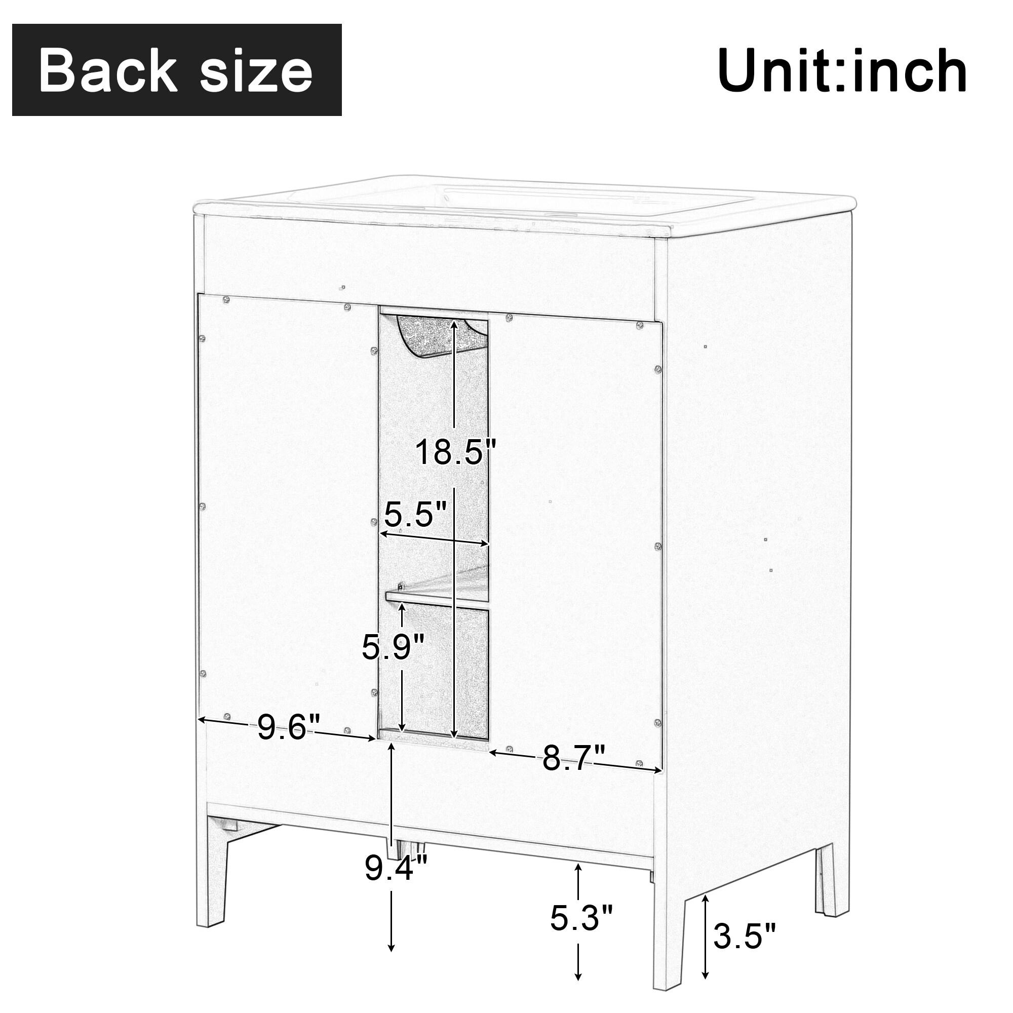 Tryimagine 24" Bathroom Vanity With Sink, Bathroom Vanity Cabinet With Two Drawers And Door, Adjustable Shelf, Solid Wood And MDF