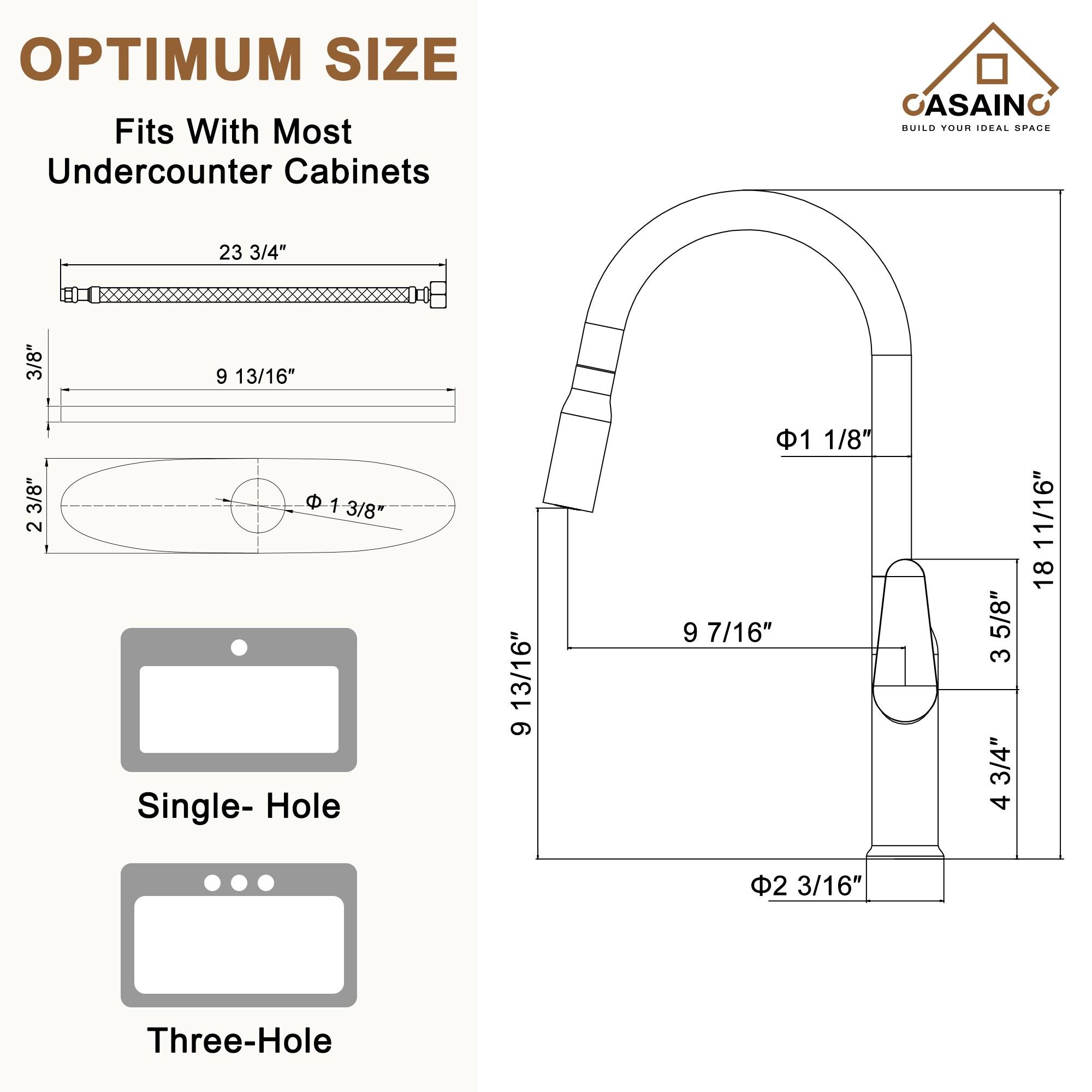 CASAINC CASAINC Single-Handle Pull-Down Kitchen Faucet Single Hole Faucet CA-D4171-BN