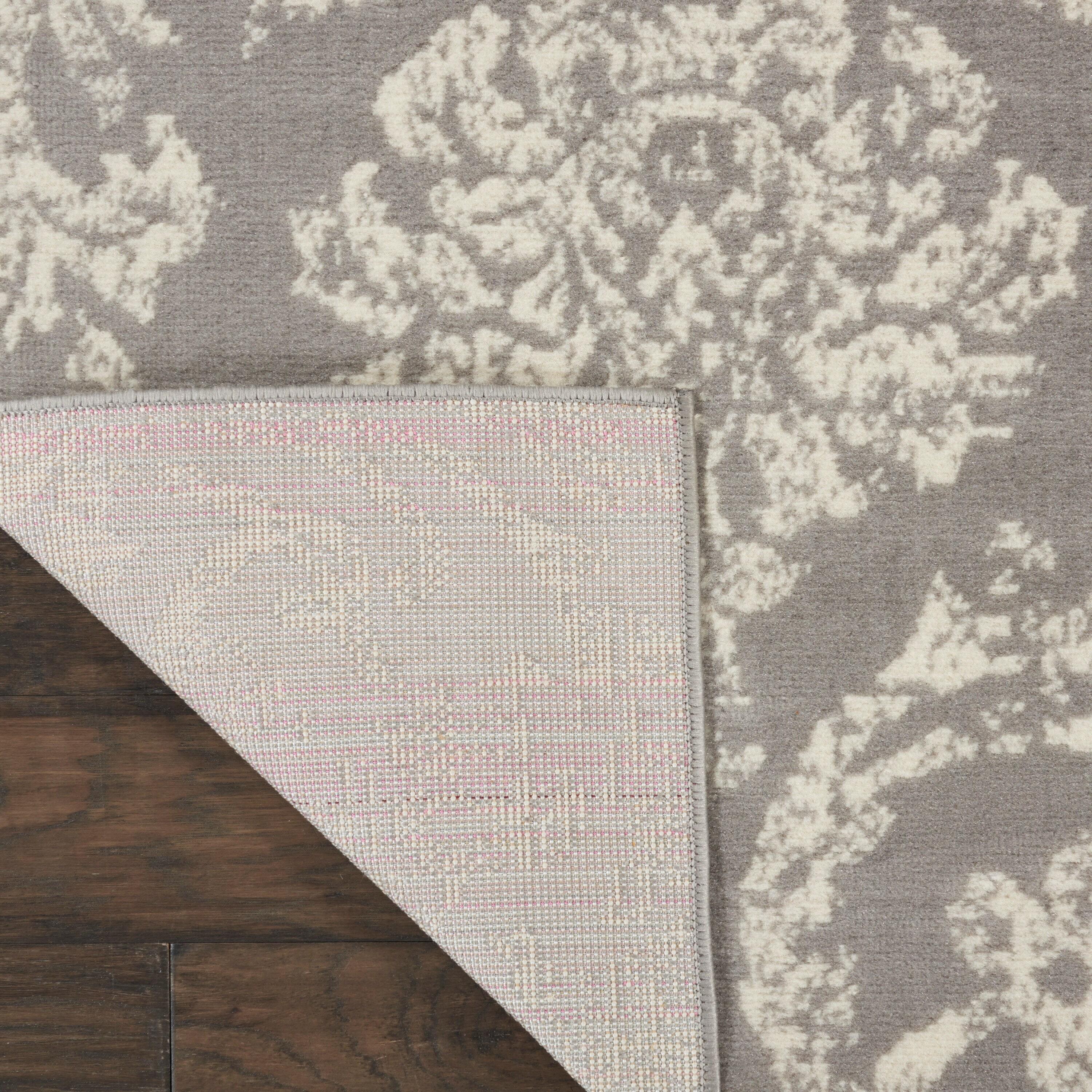 Nourison Jubilant 7'10" x 9'10" (8' x 10') Grey Area Rug Farmhouse Vintage Damask by Nourison