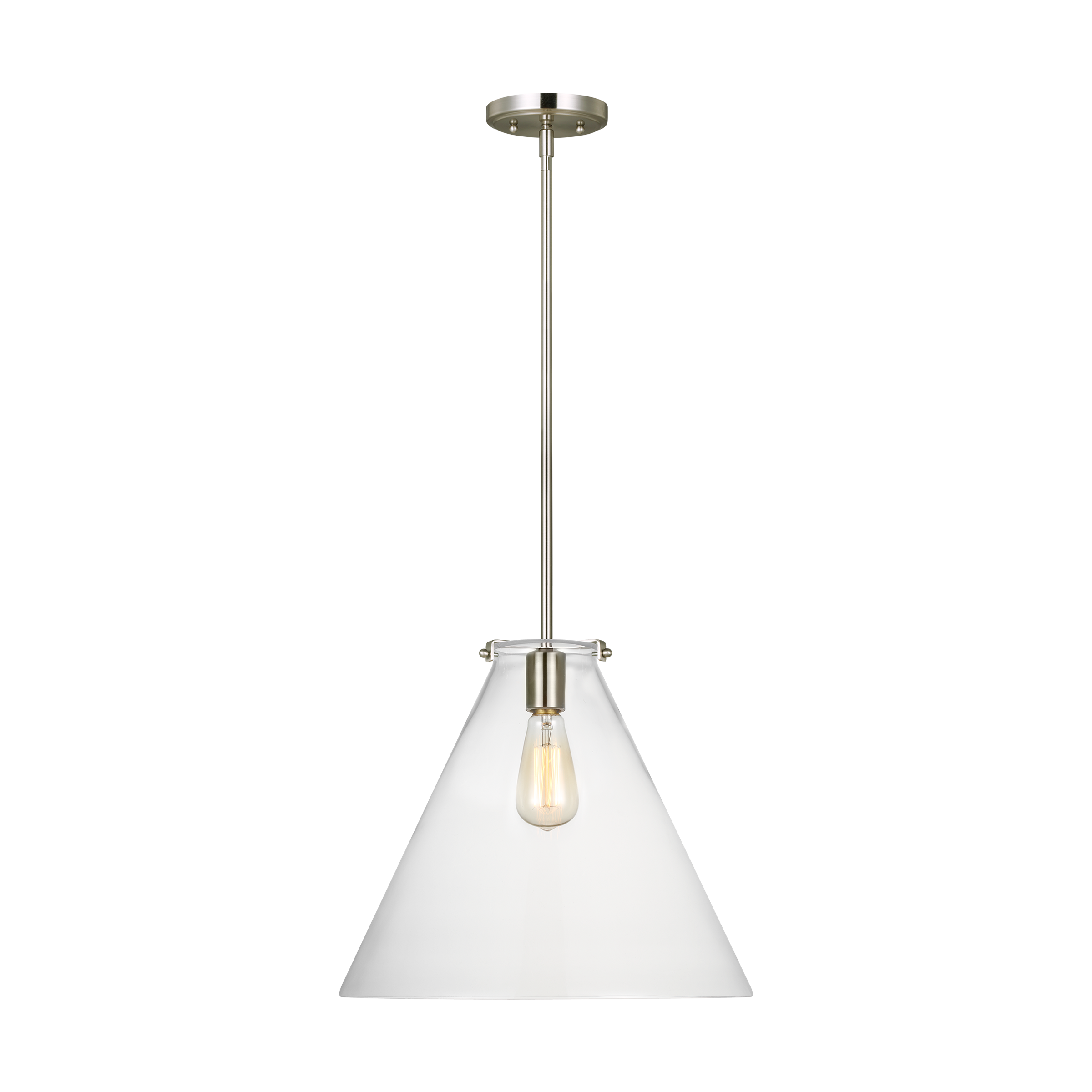 Kate Collection Brushed Nickel Clear Glass Pendant Light