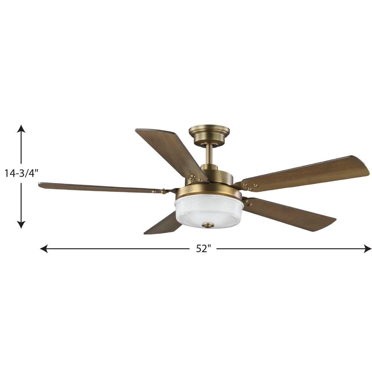 Progress Lighting Tempt 52 Tempt 52" 5 Blade Led Indoor Ceiling Fan - Brass