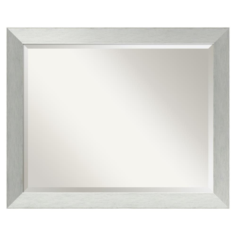 Brushed Sterling Silver Rectangular Wood Wall Mirror 26 x 32 in.