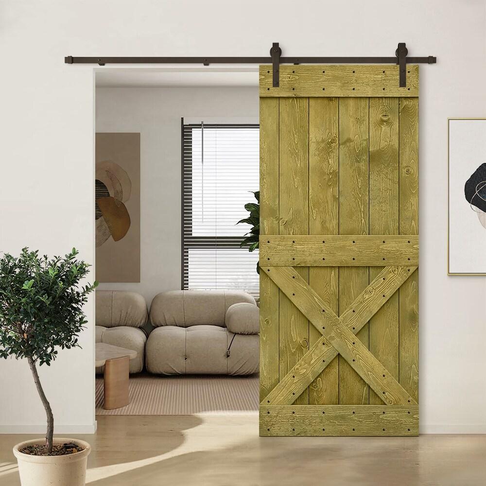 Calhome Solid Wood Paneled Painted with Installation Hardware Kit Barn Door