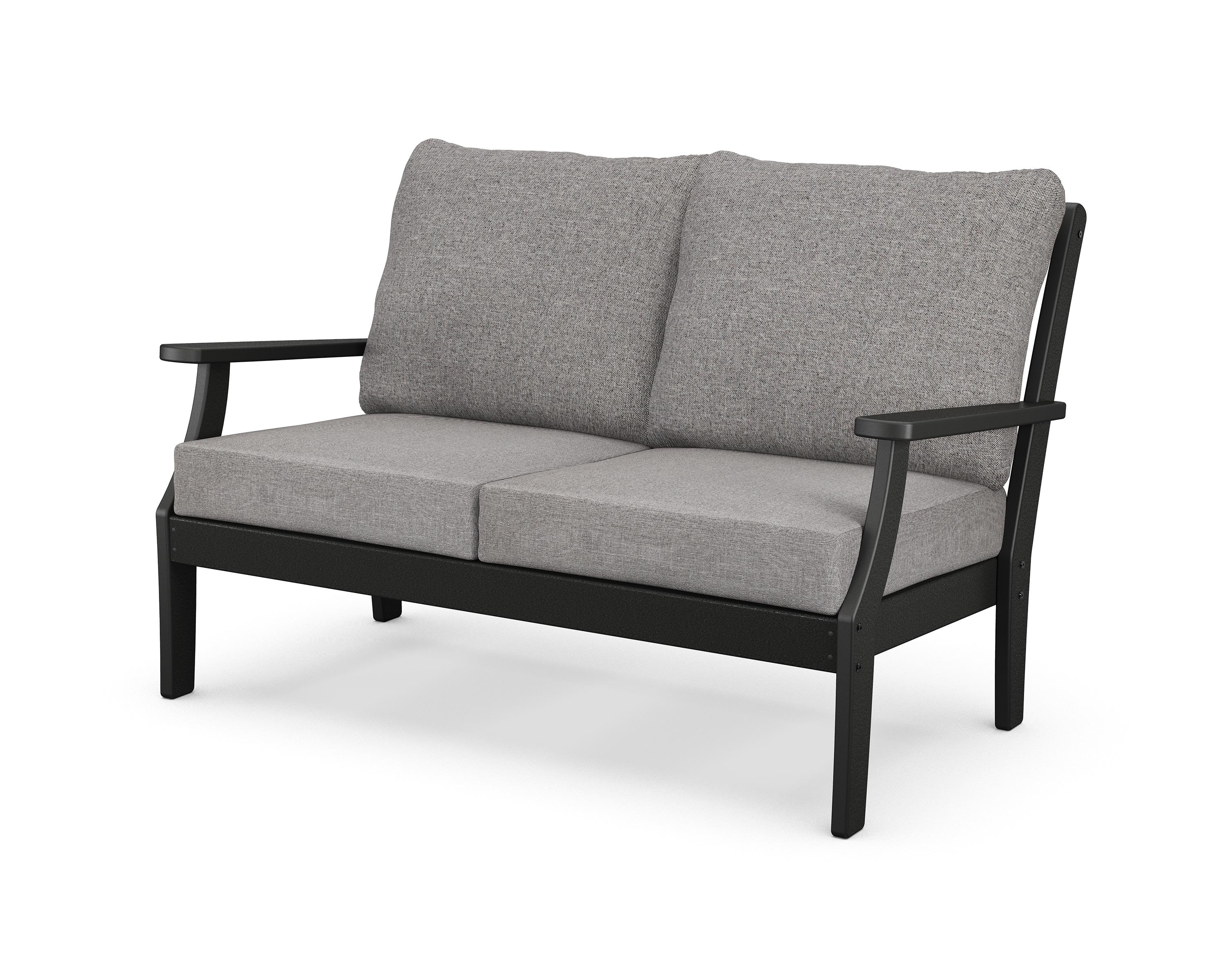 Braxton Traditional Cross Back Black and Grey Outdoor Settee