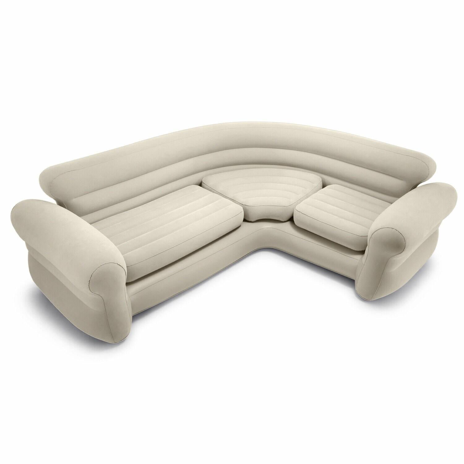 INTEX 68575EP Inflatable Corner Sofa: L-Shaped – Indoor Use – 2-in-1 Valve – 880lb Weight Capacity – 101” x 80” x 30”