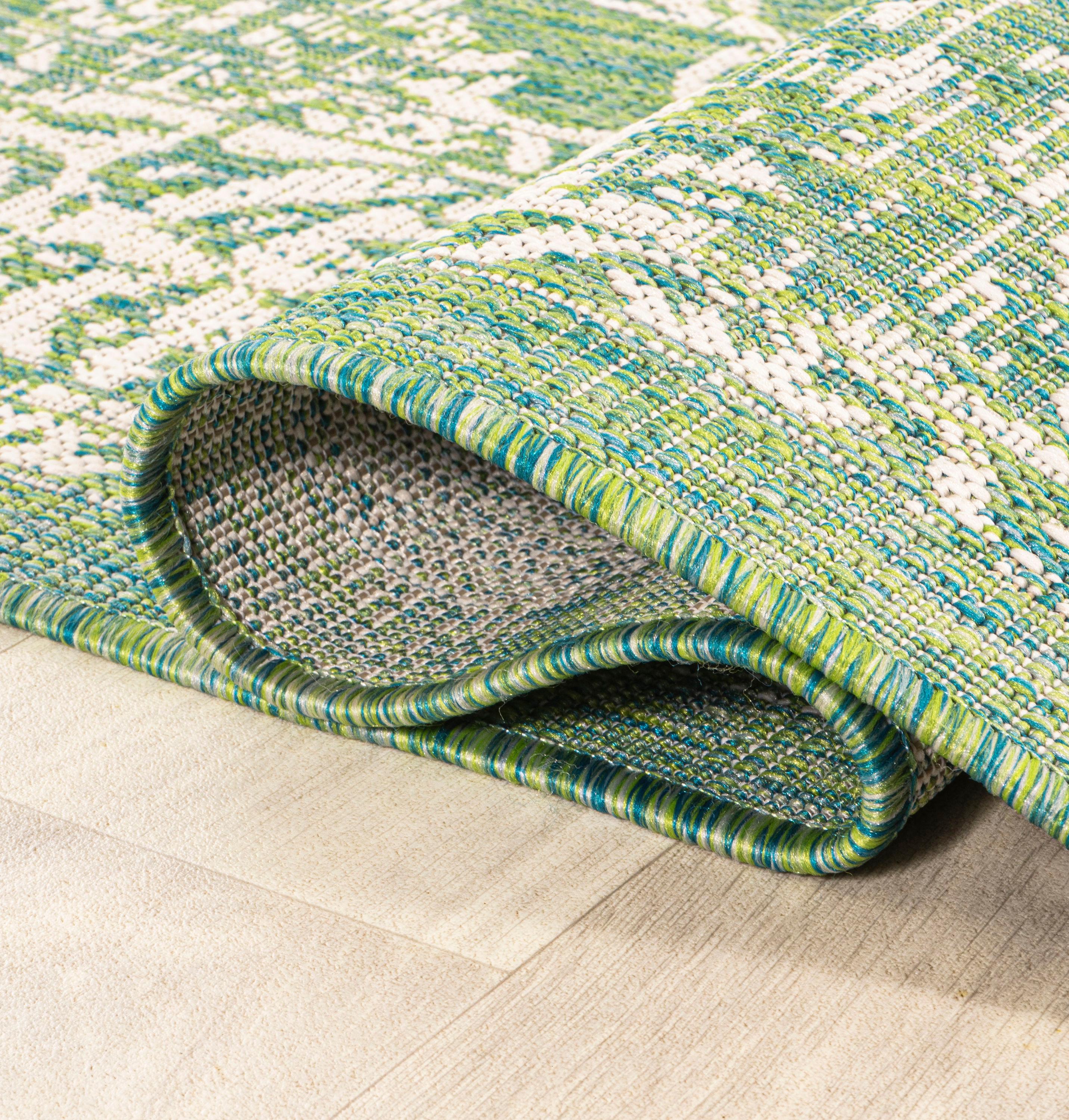 9' x 12' Tela Bohemian Textured Weave Floral Indoor/Outdoor Area Rug, Cream/Green - JONATHAN Y