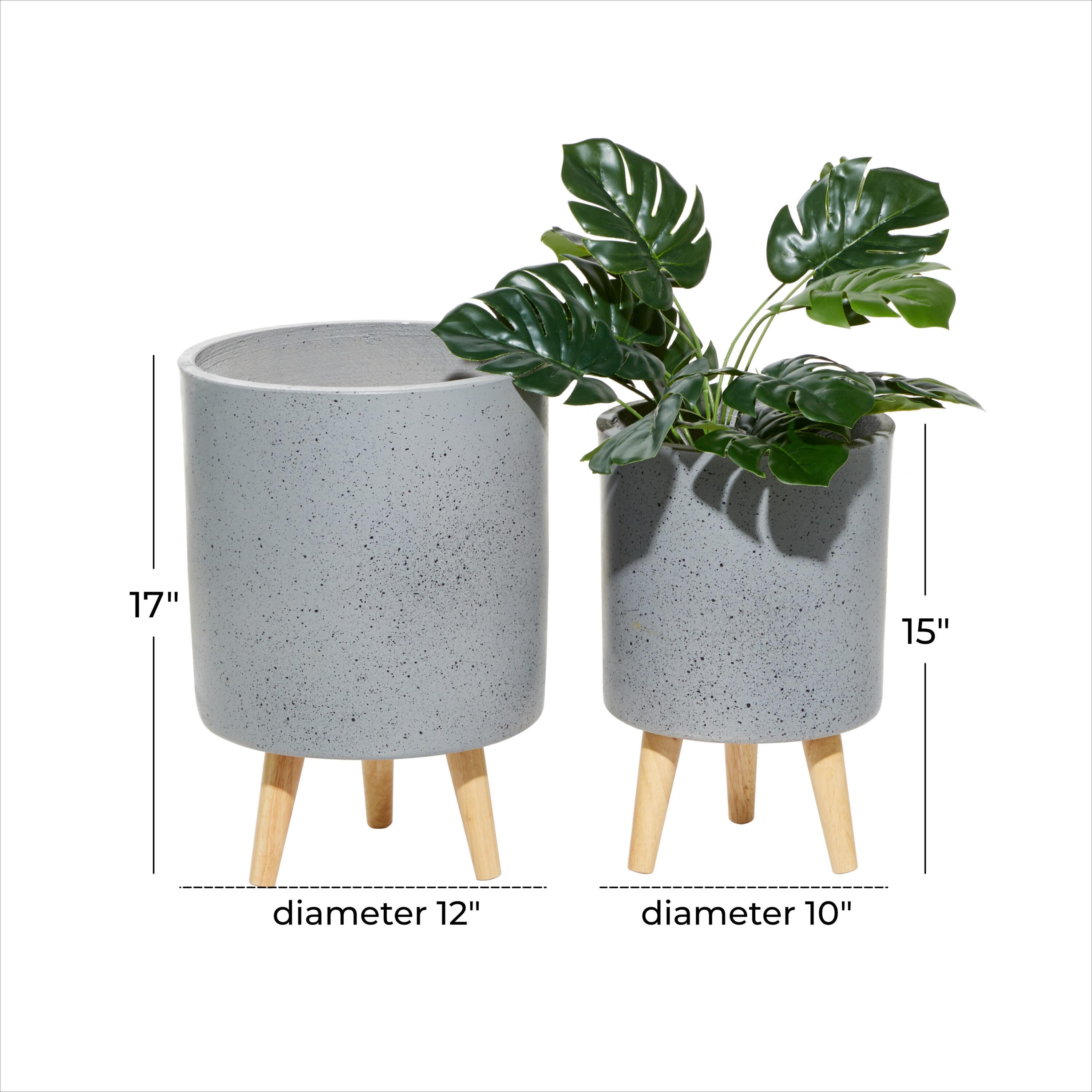 DecMode 12 In. Planter, MGO, Light Grey, 2 - Pieces