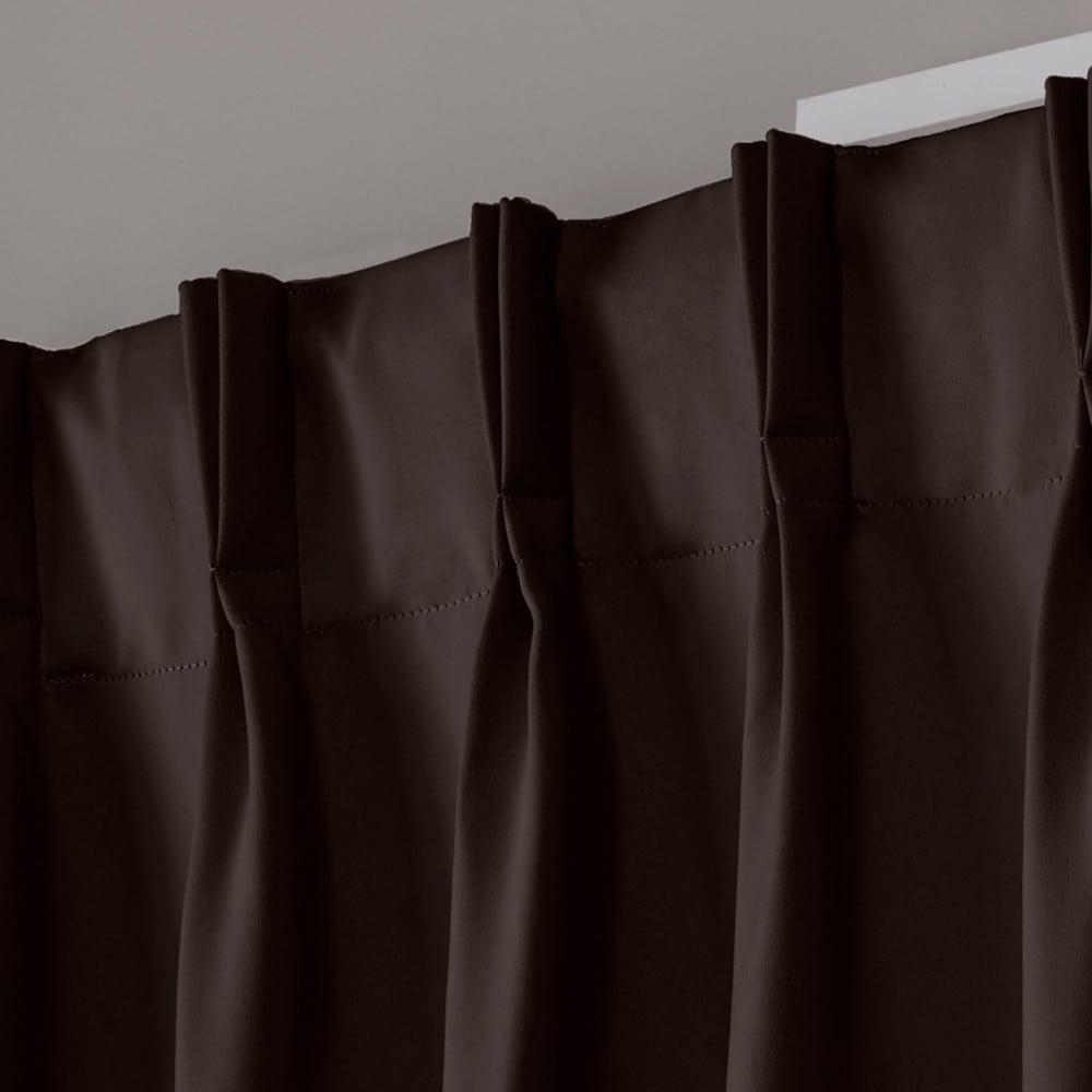 Set of 2 84"x52" Sateen Pinch Pleat Woven Blackout Back Tab Window Curtain Panel Brown: Thermal Insulated, Room Darkening