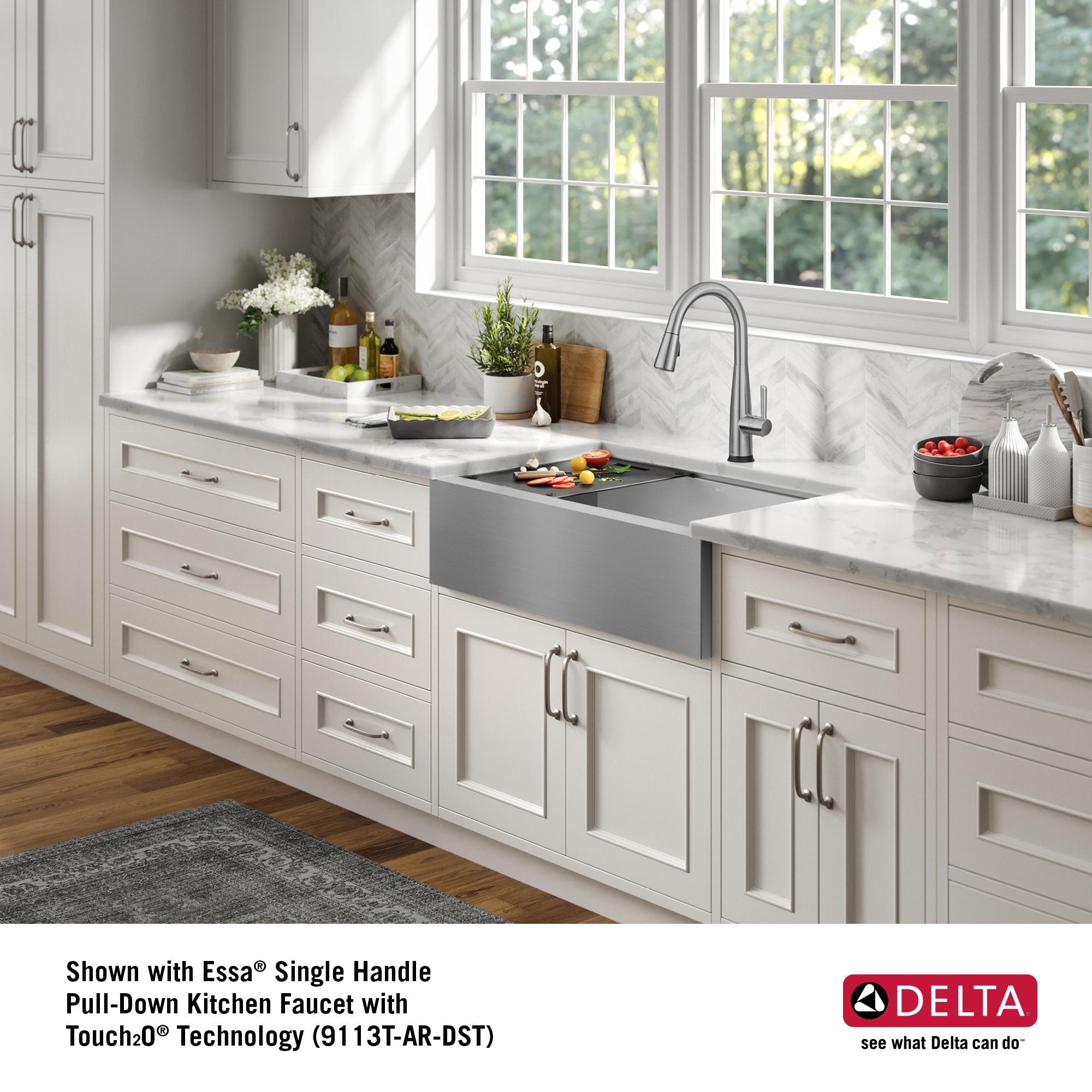 Delta Rivet™ 33" L Workstation Farmhouse Apron Front Kitchen Sink Undermount 16 Gauge Stainless Steel Single Bowl