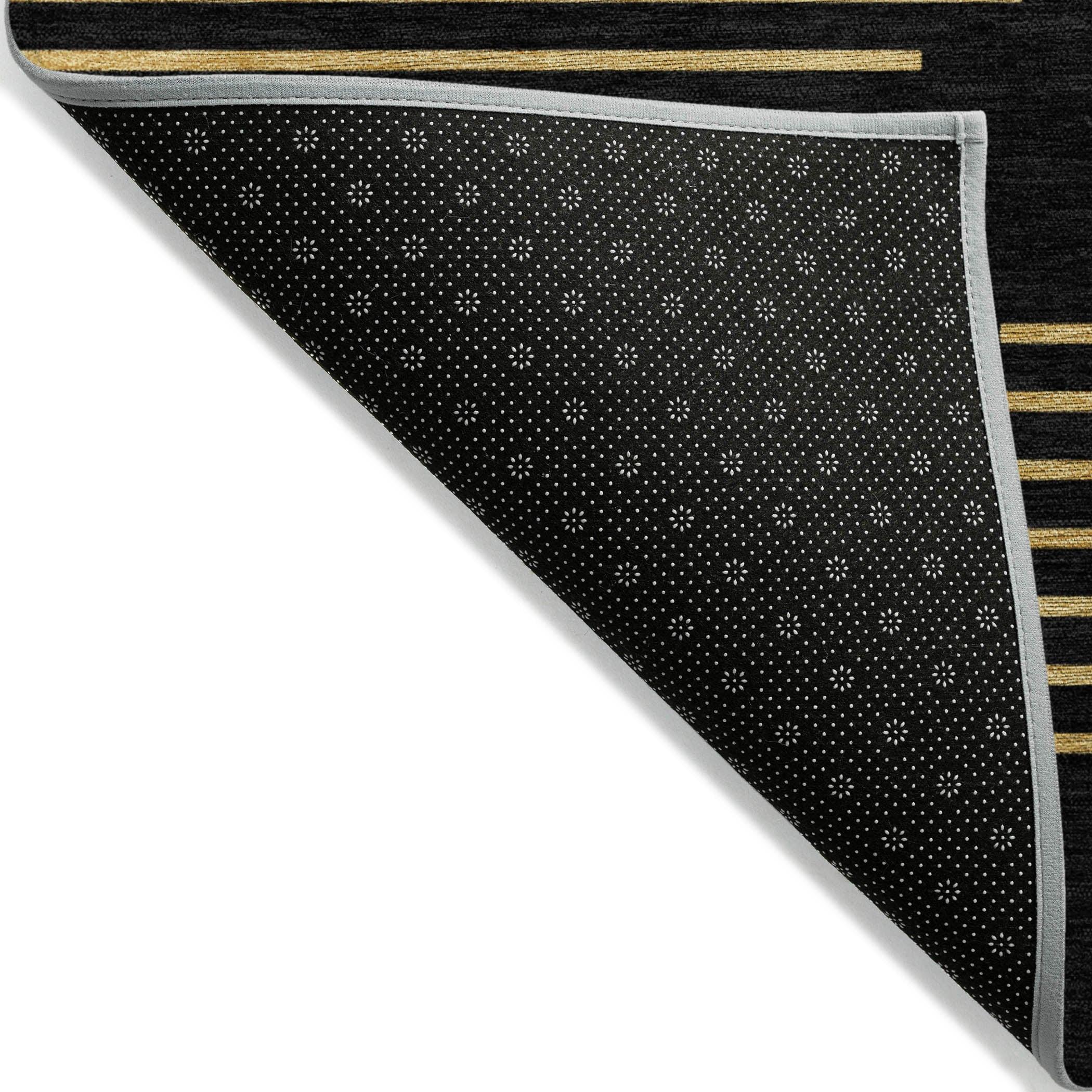 Machine Washable Indoor/Outdoor Chayden ACN1017 Black Rug