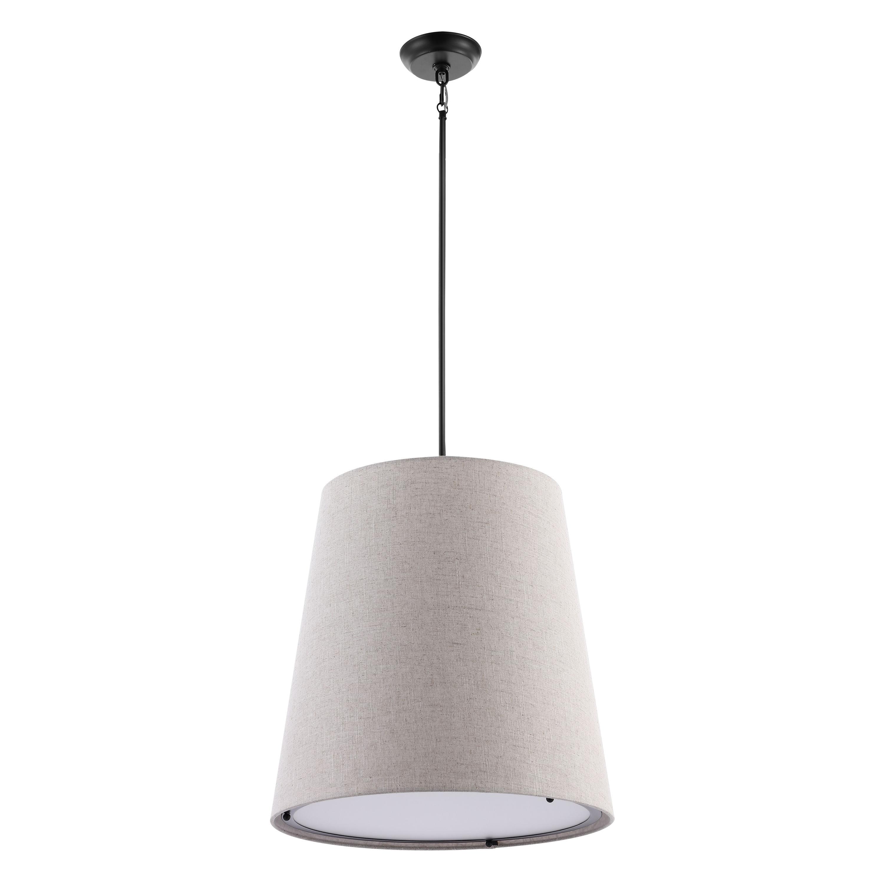 Arden 18" 1-Light Farmhouse Bohemian Iron LED Pendant, Oil Rubbed Bronze/Beige