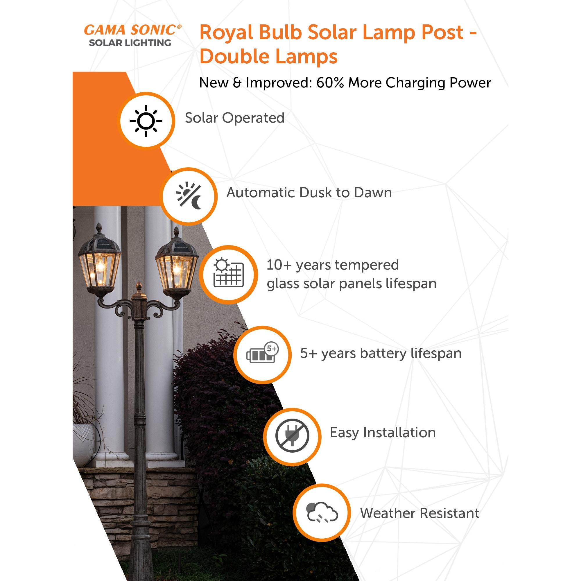 Gama Sonic Royal Brown 2-Light 89" H 300 Lumen Solar Powered Lamp Post (Full)