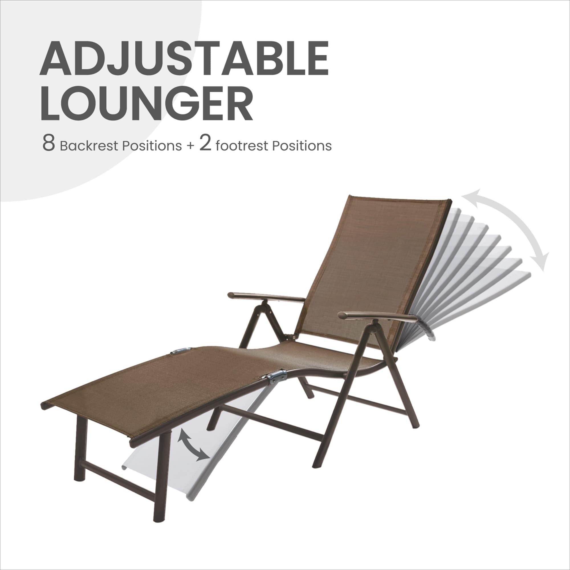 Pellebant Outdoor Chaise Lounge Aluminum Patio Folding Chair,Brown