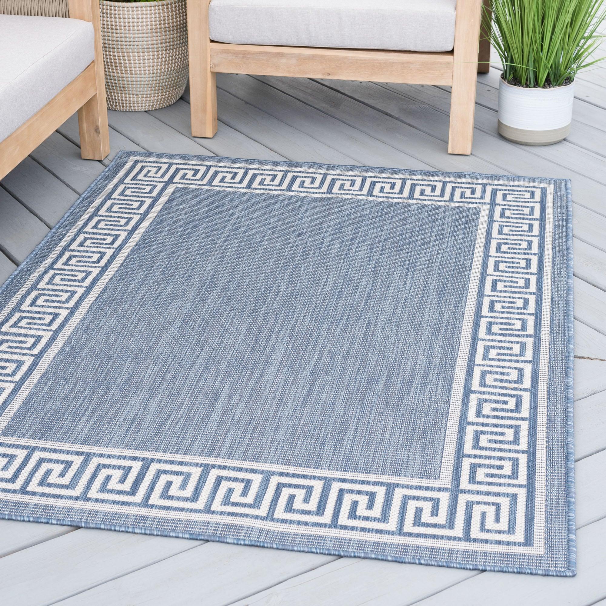 Tayse Eco Area Rug ECO1002 Transitional Blue Angled Baltic 5' 3" x 7' 3" Rectangle