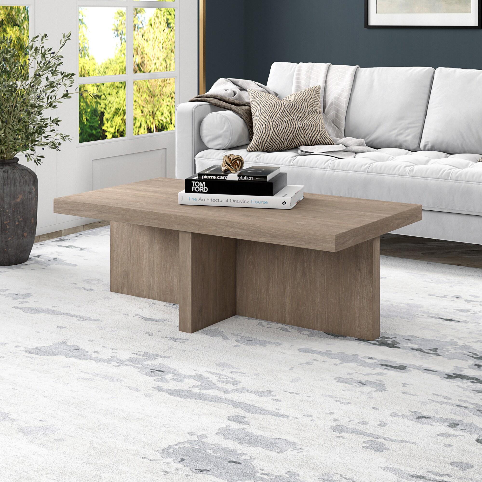 Evelyn&Zoe Contemporary Durable Rectangular Medium Density Fiberboard, Antiqued Gray Oak