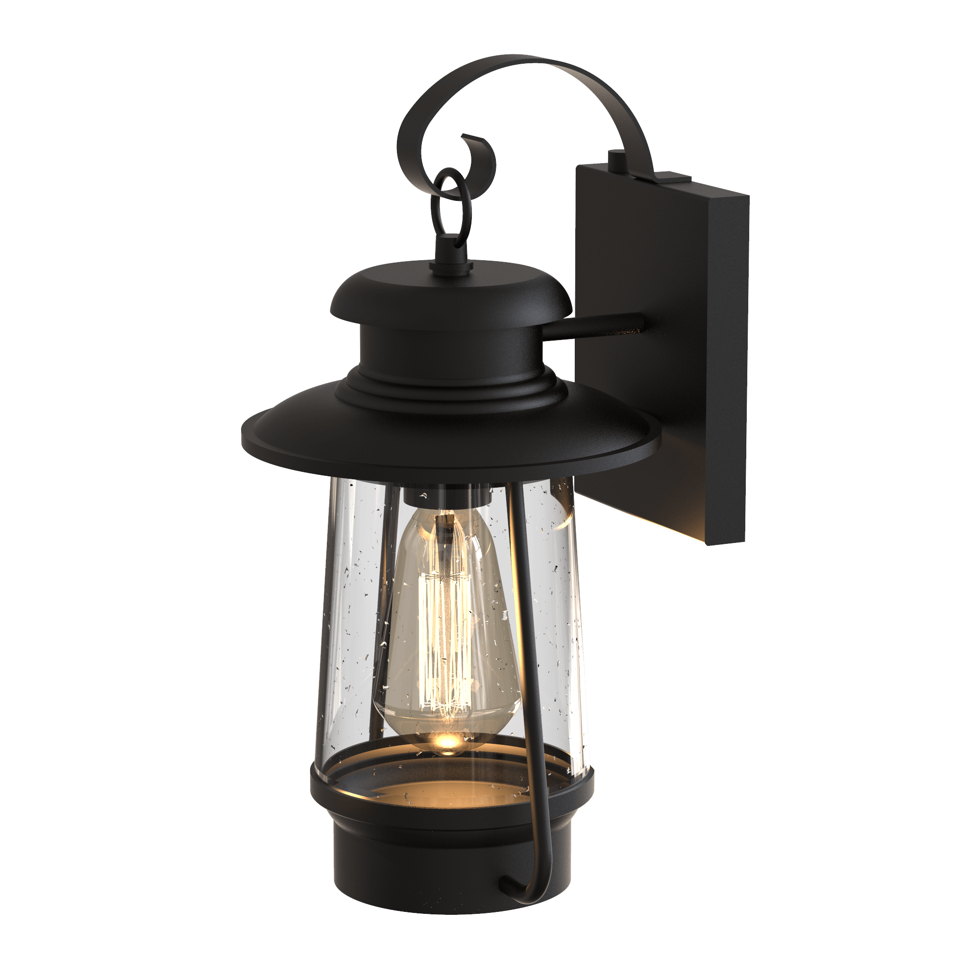 KODA Acadian Weather-Resistant Outdoor LED Wall Lantern with Integrated Dusk-to-Dawn Sensor, Includes Energy Star Rated LED Bulb, Premium Seeded Glass Design for Patio, Porch, Entryways