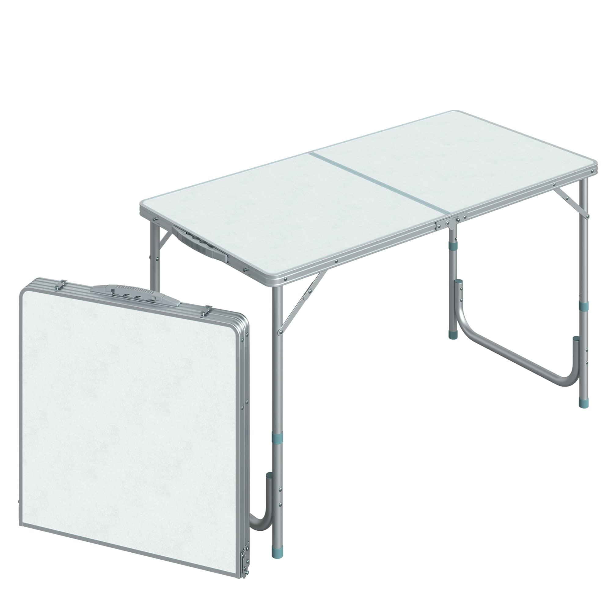 Outsunny 47" Aluminum Lightweight Portable Height Adjustable Camping Table with a Carry Handle & Easy Folding Design