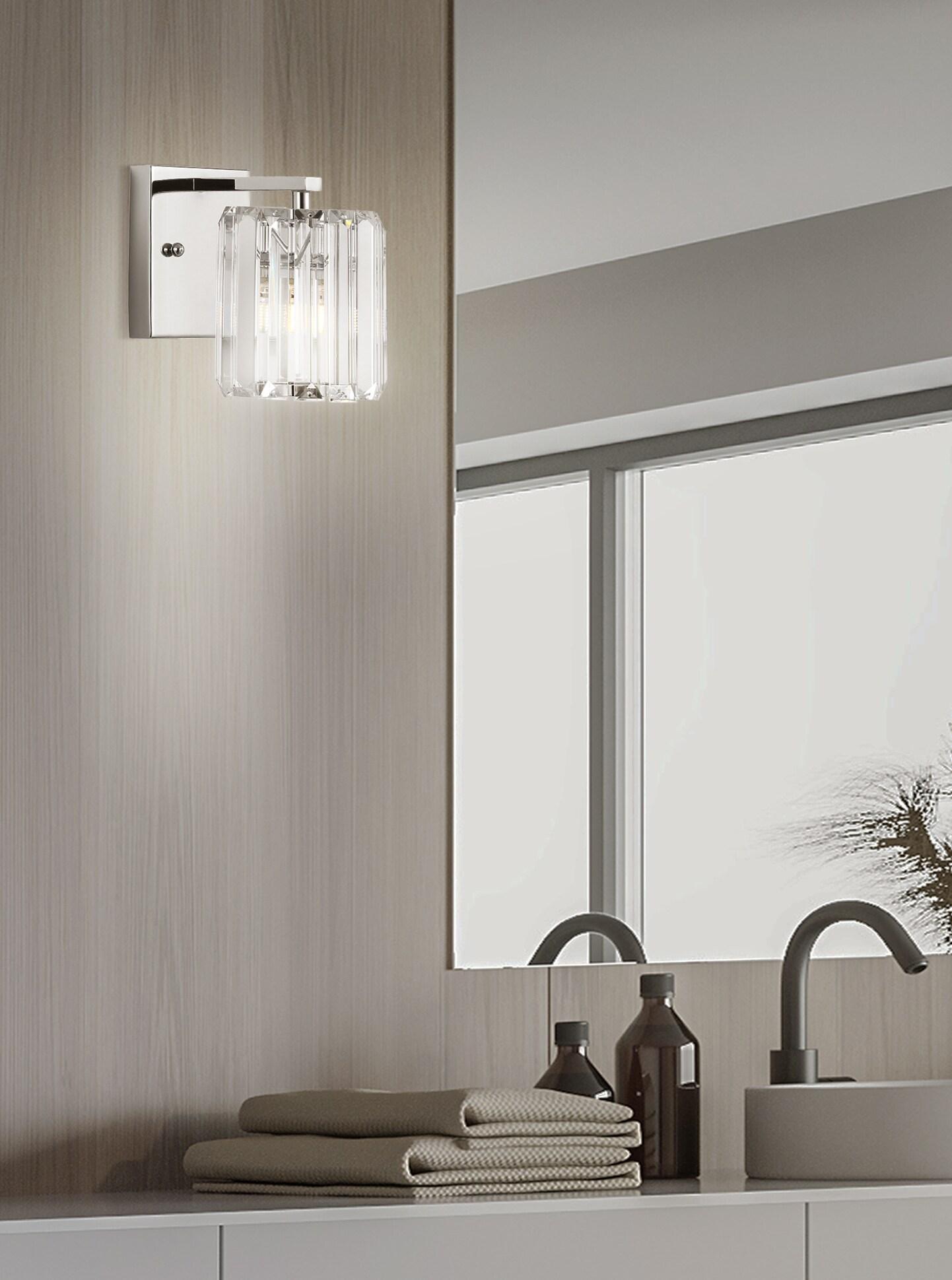 Coco Prism Vintage 4.75" 1-Light Metal/Glass Classic Glam LED Vanity Light, Chrome
