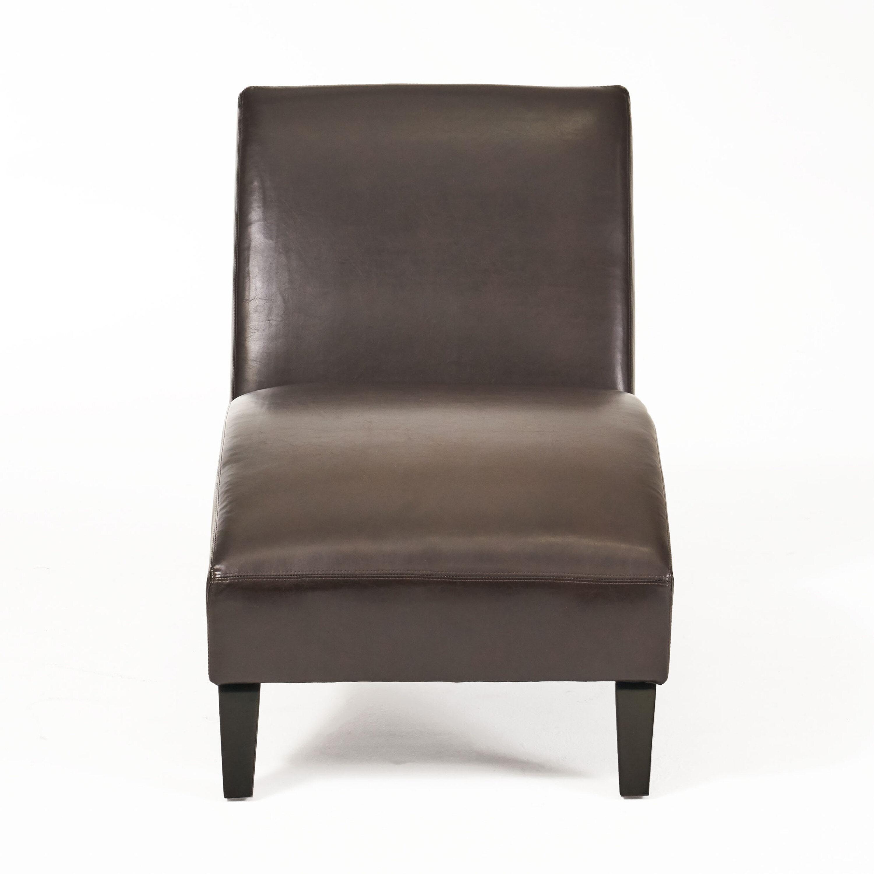 Finlay Leather Chaise Lounge Brown - Christopher Knight Home: Curved Comfort for Living Room