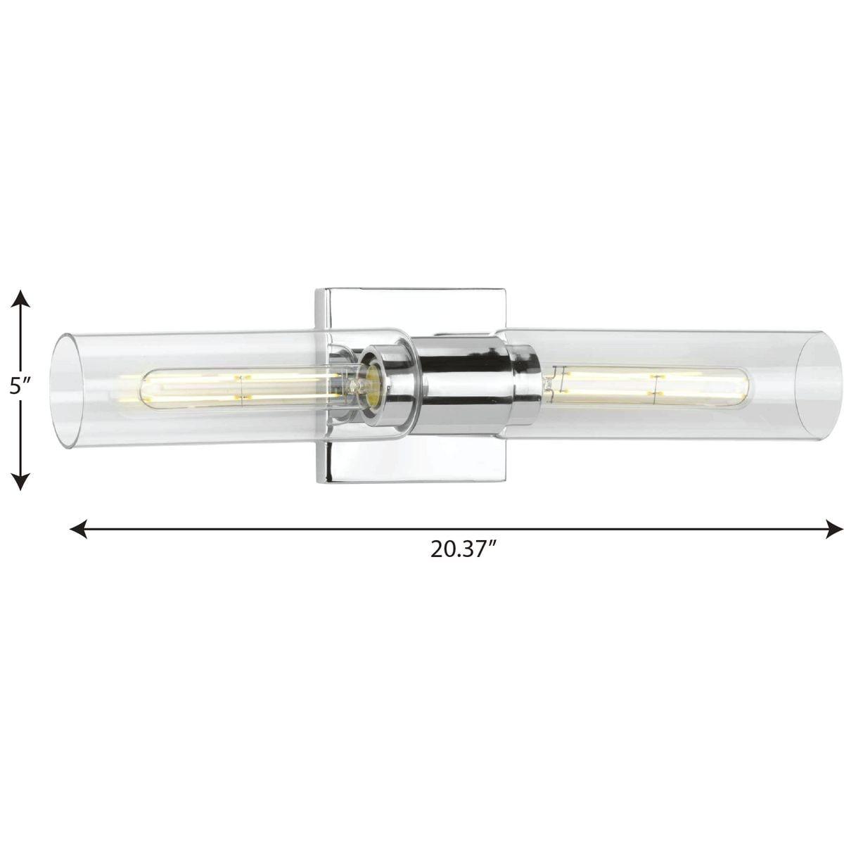 Progress Lighting Clarion 2-Light Bath Vanity Light, Polished Chrome, Glass Shade