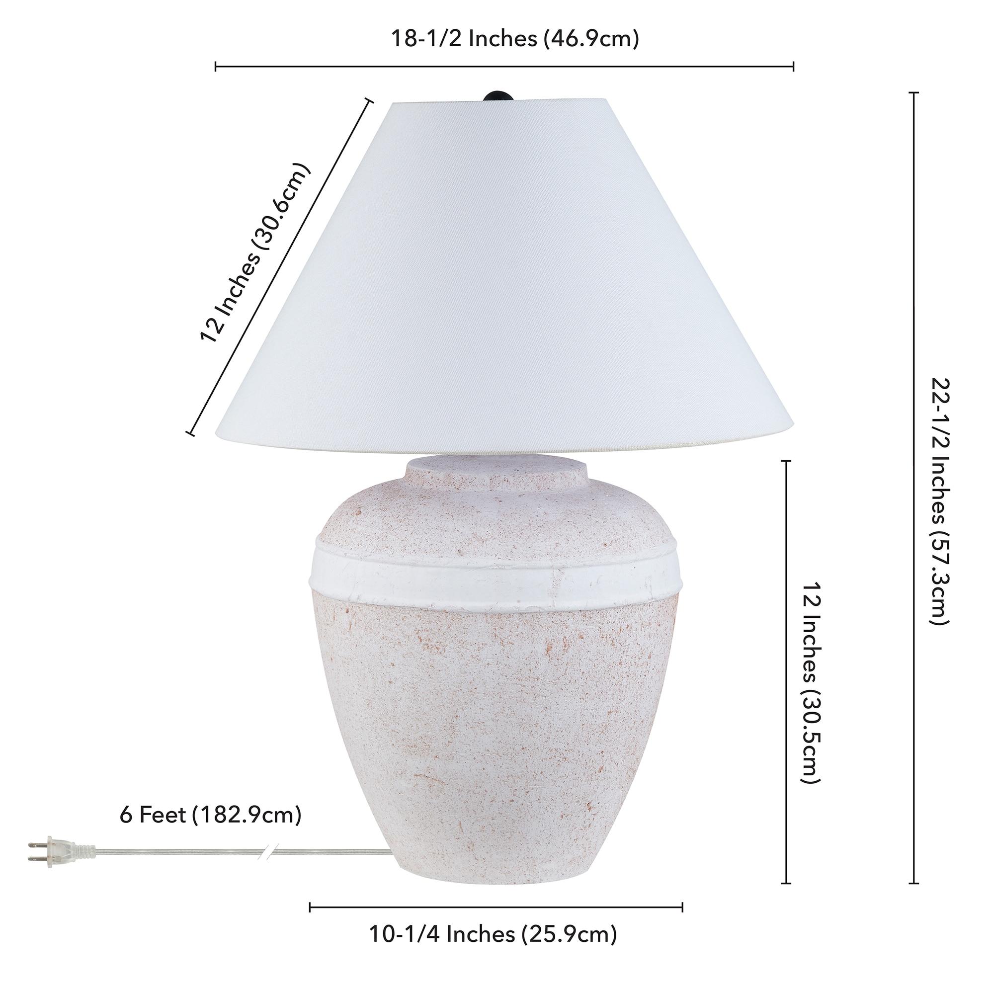 Evelyn&Zoe Chiara 23" Tall Ceramic Table Lamp with Fabric Shade, White Terracotta/White