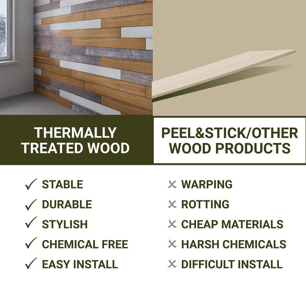 Thermo-Treated 1/4 x 5 in. x 4 ft. Barn Wood Wall Planks (10 sq. ft. 6-Pack)