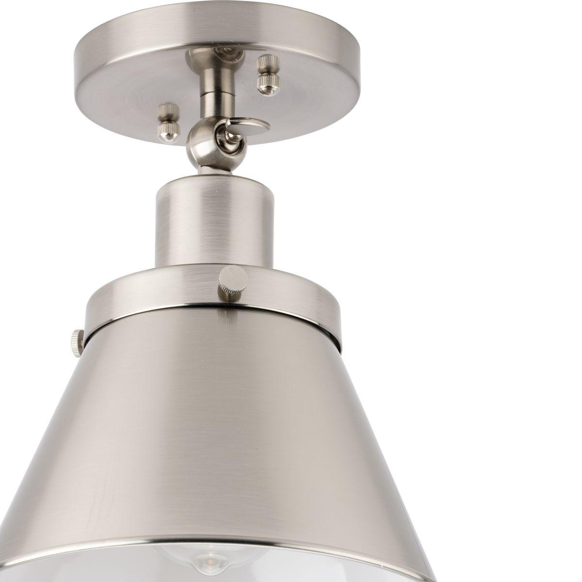 Progress Lighting, Hinton Collection, 1-Light, Semi-Flush Mount Ceiling Light, Brushed Nickel, Metal Shade