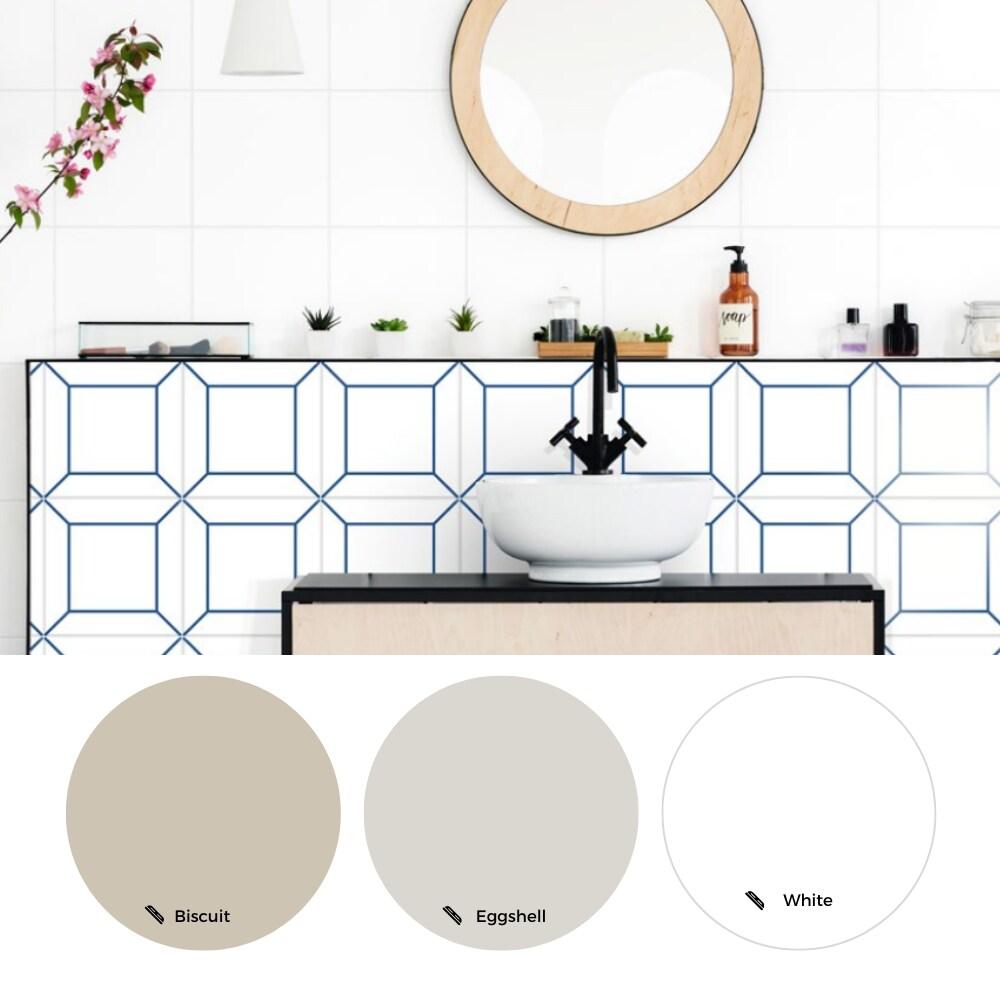 The Tile Life Frame White 6" x 6" Ceramic Patterned Wall Tile for Backsplash Bathroom - 1 Sample