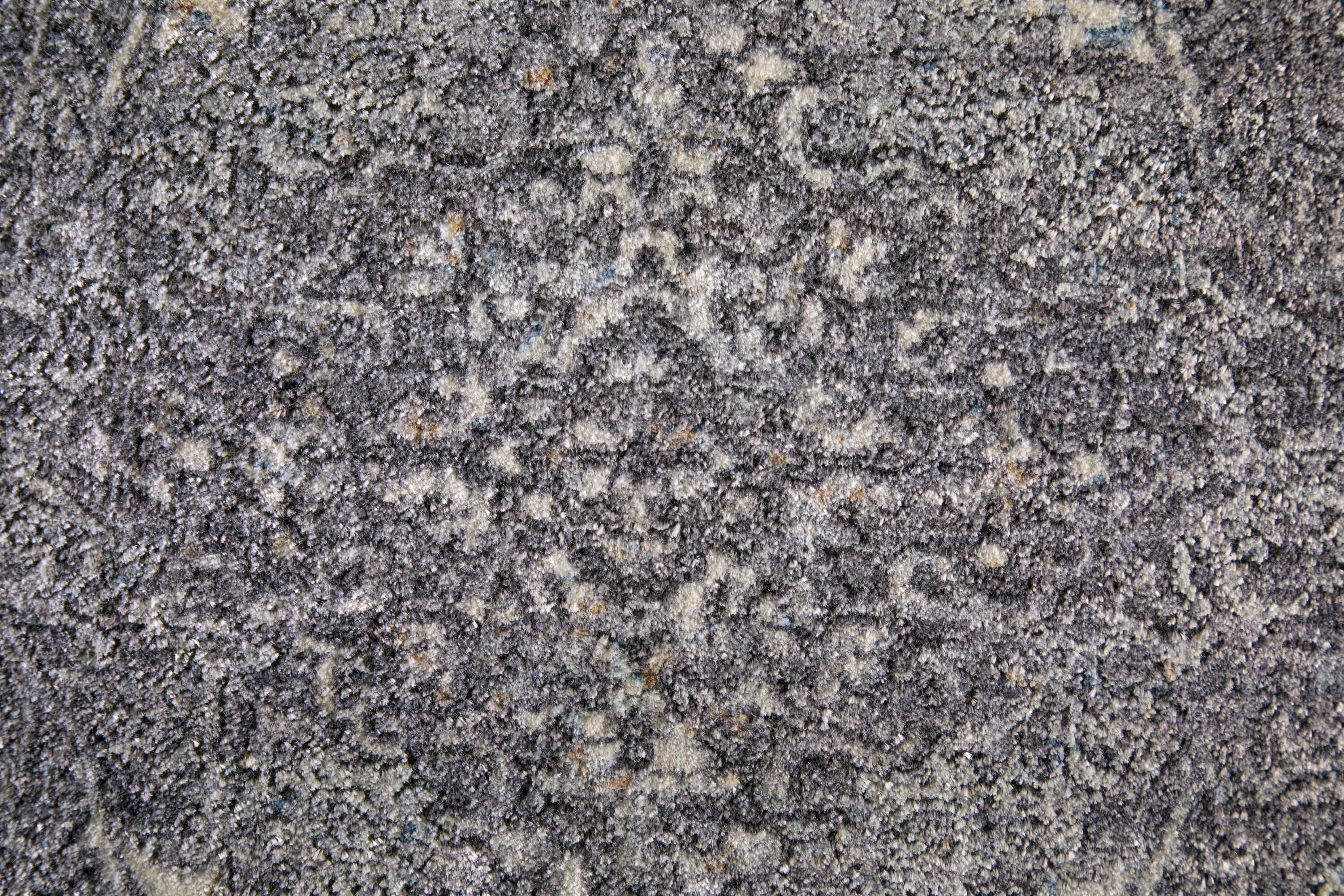 Sarrant Transitional Medallion Gray/Silver/Ivory Area Rug