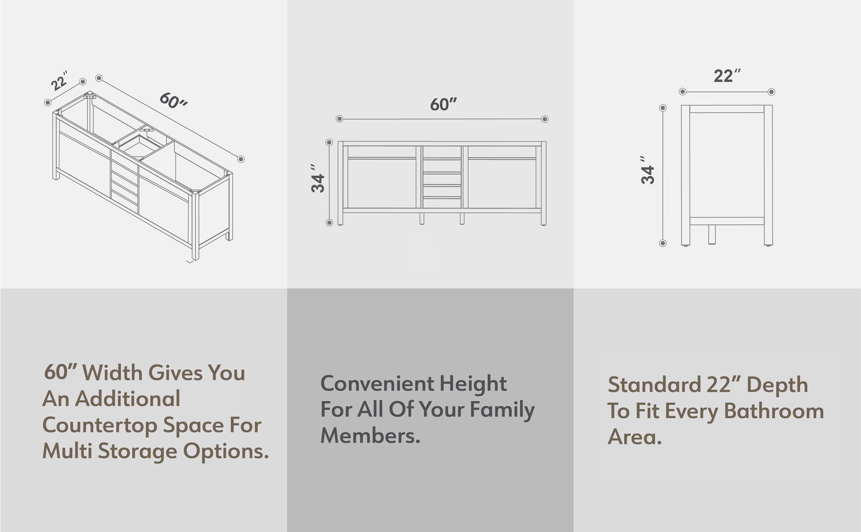 Lark Manor™ Odilion 60'' Double Bathroom Vanity with Engineered Top