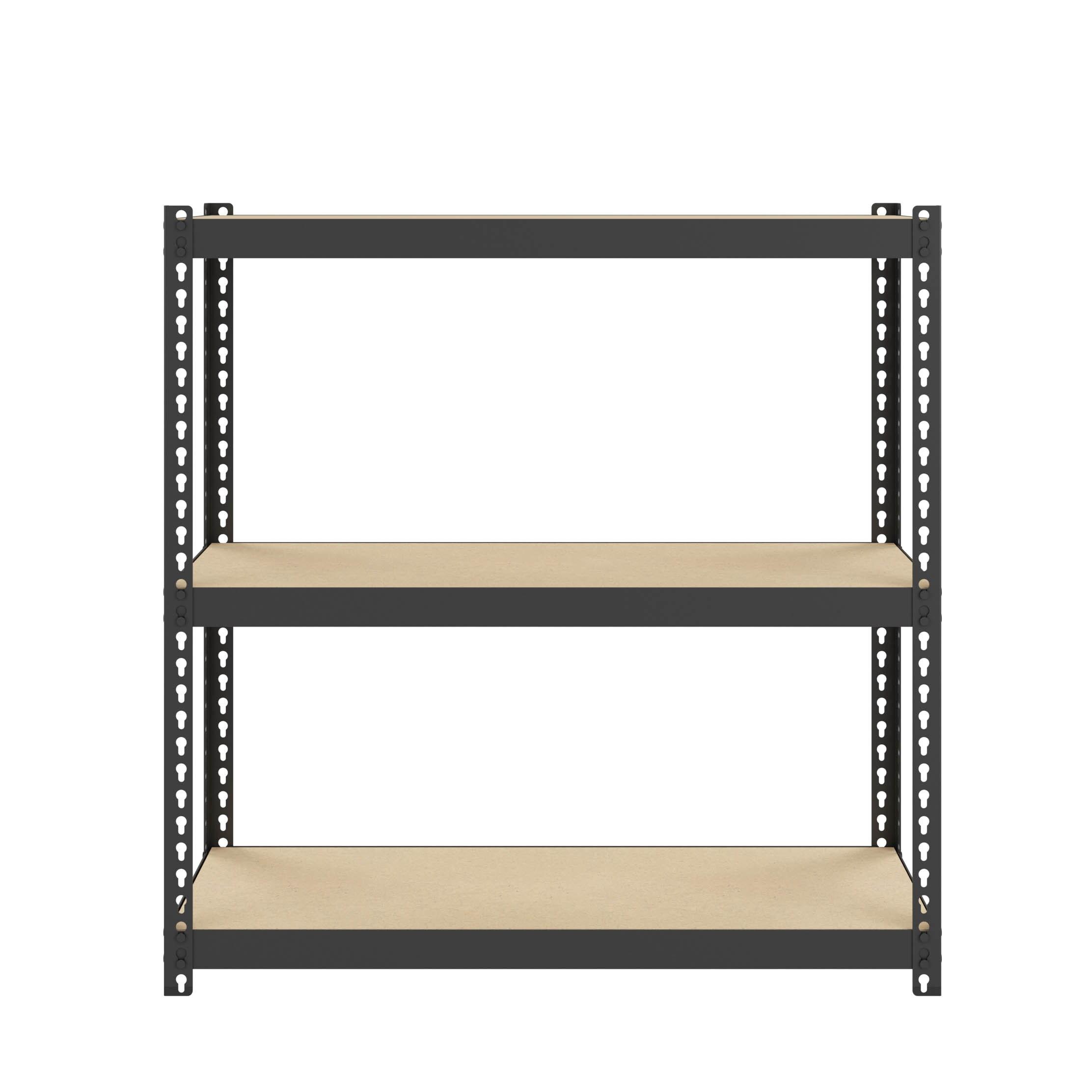 Space Solutions 1000 Riveted Metal Shelving 3-Shelf Unit 12D x 30W x 30H Black