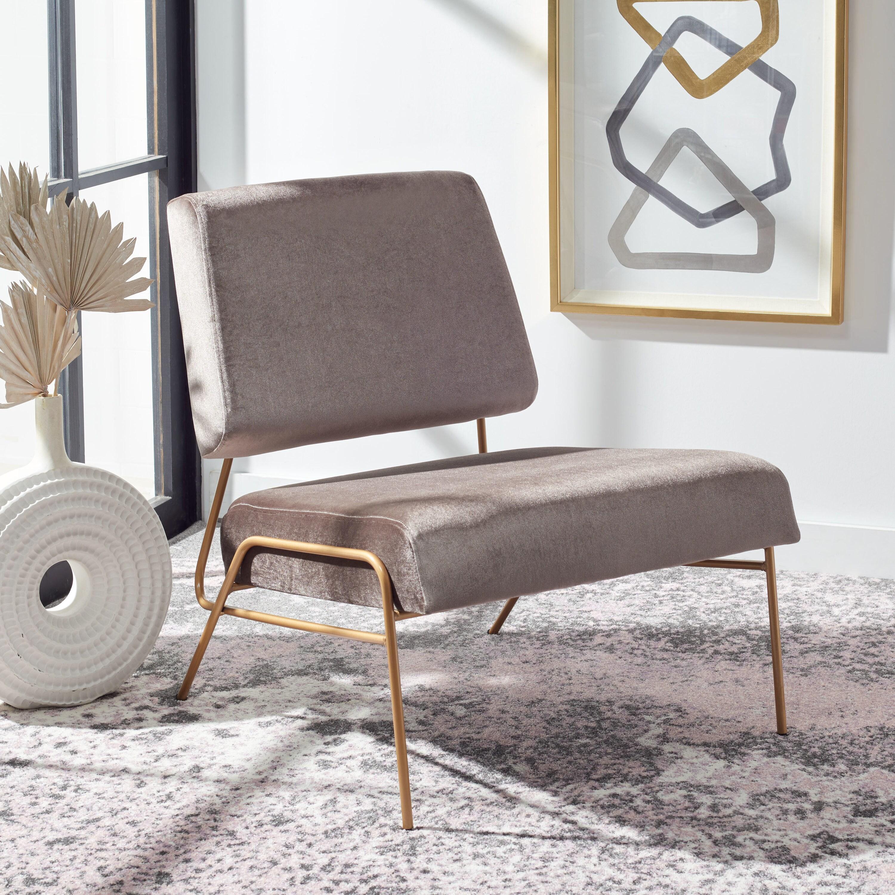 Romilly Velvet Accent Chair - Hazelwood/Gold - Safavieh