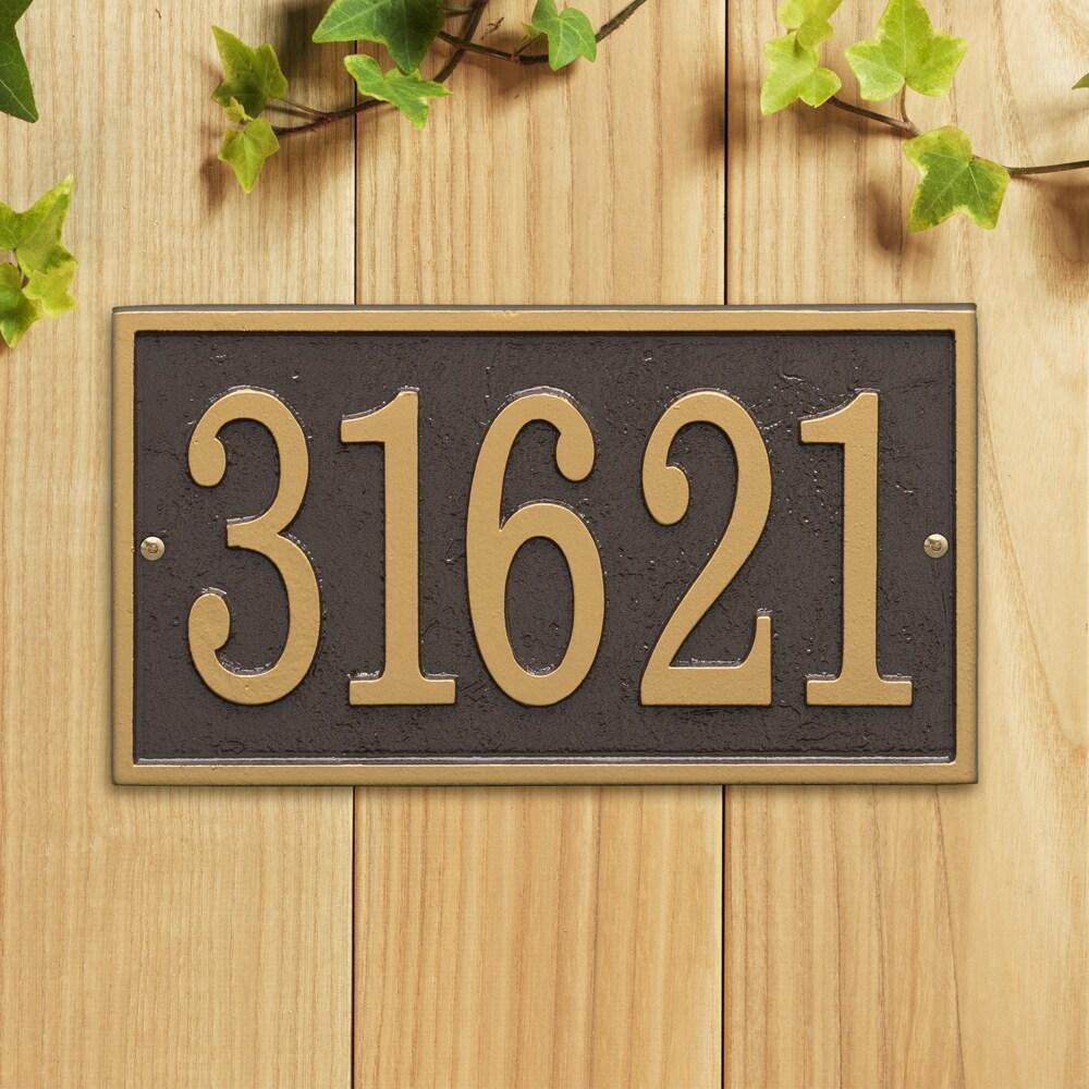 Bronze and Gold Rectangular Metal Address Plaque