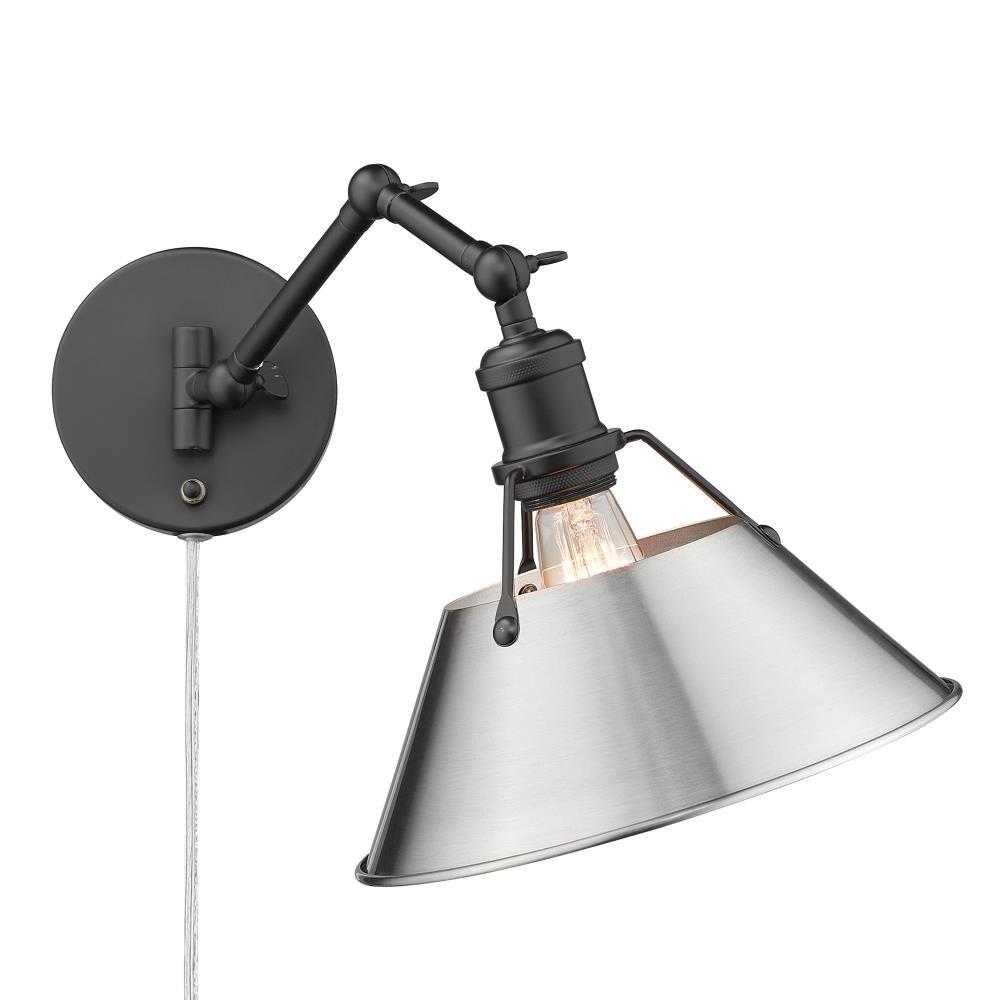 Contemporary Orwell Black Pewter Dimmable Sconce, Plug-In 10"W