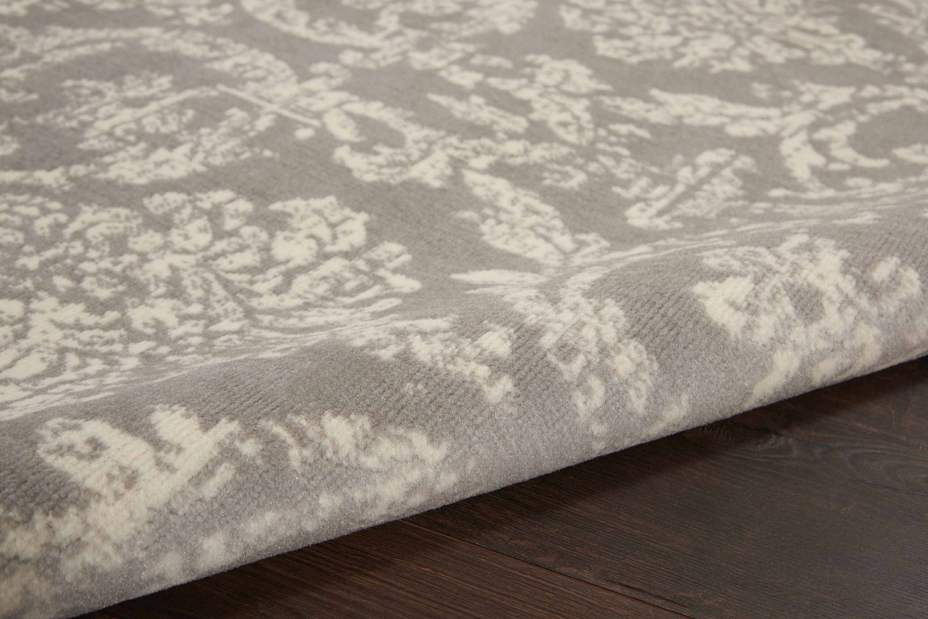 Nourison Jubilant 6' x 9' Grey Area Rug Farmhouse Vintage Damask by Nourison