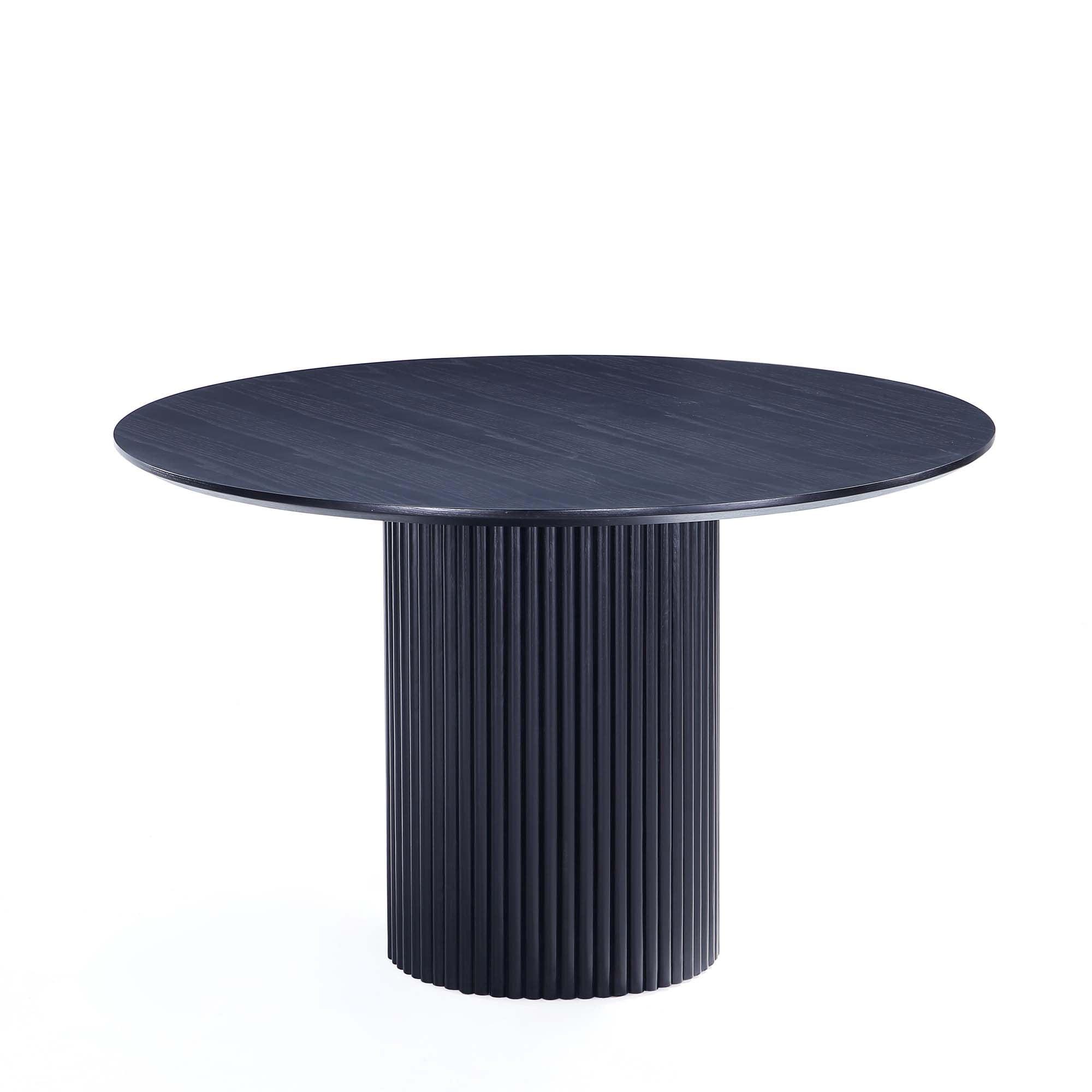 Manhattan Comfort 7pc 59.05" Hathaway and Flor Round Dining Set Black/Gray: Upholstered Chairs, Ash Wood Frame