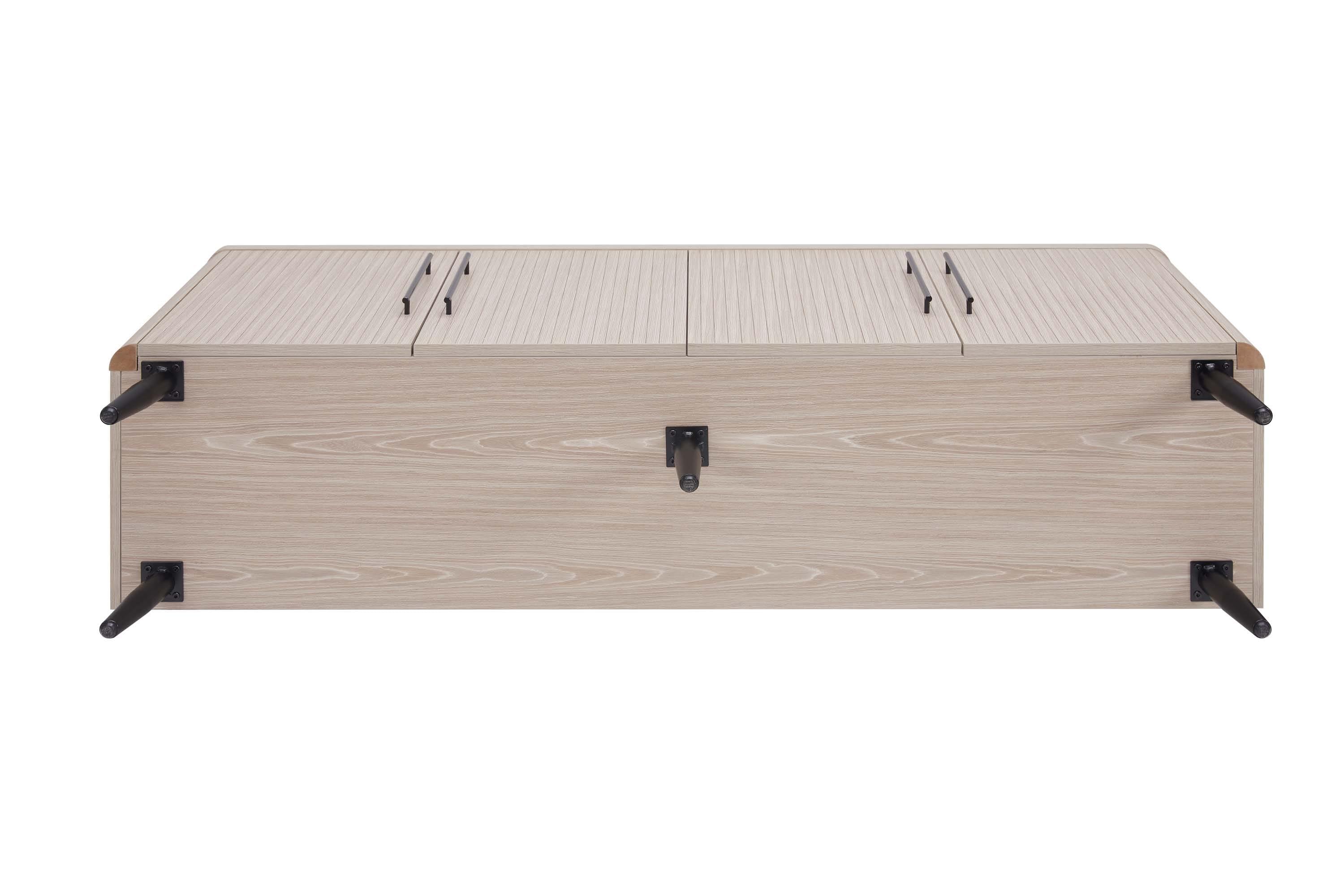 Manhattan Comfort Jodie 65" Mid-Century Modern Sideboard with 8 Adjustable Shelves in Whitewashed Oak