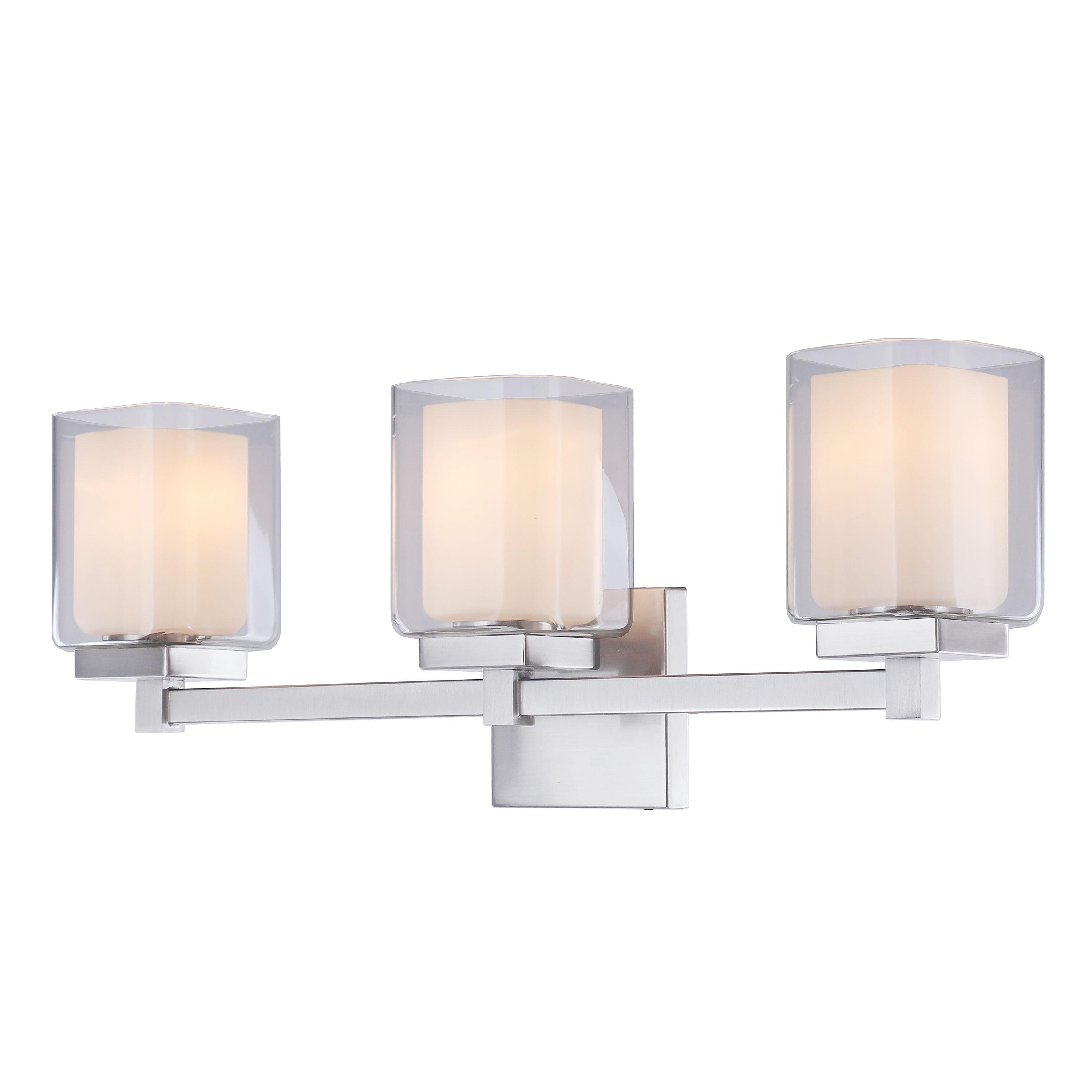 Aspen Creative 62327, Bathroom Vanity 3 Lights Fixture 24"W x 9"H x 5-3/4"E. Satin Nickel Finish, Bulb Not Included