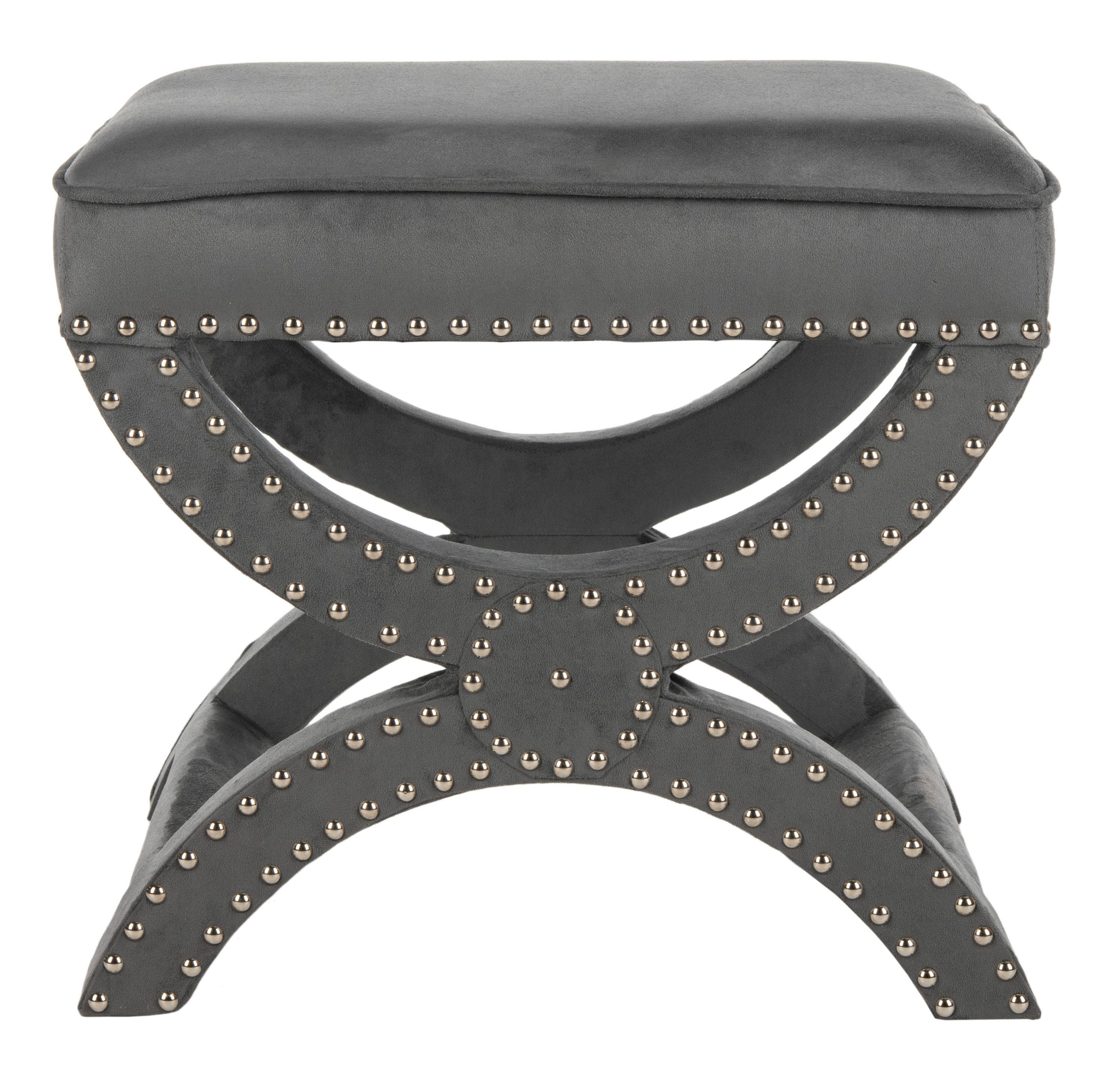 Mystic Ottoman with Silver Nail Heads - Grey - Safavieh